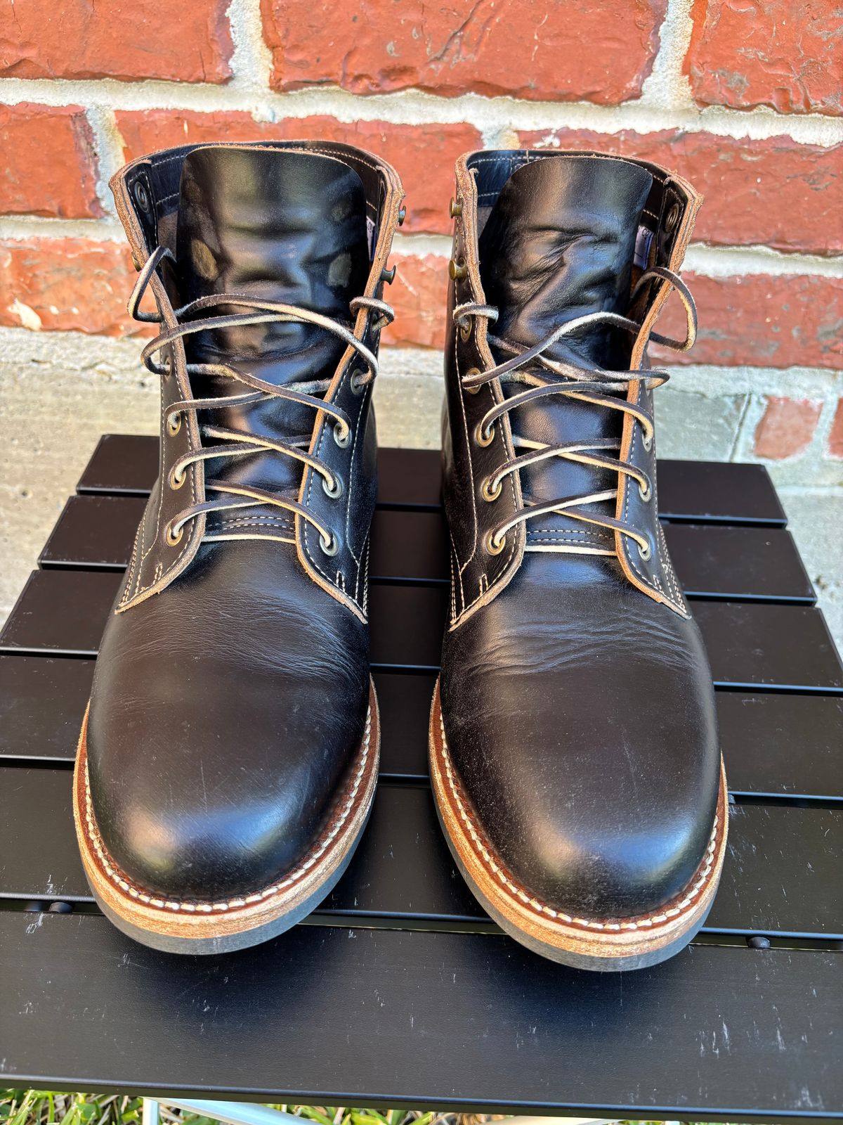 Photo by Nelms on November 3, 2025 of the Truman Plain Toe Boot in Seidel Charcoal Double Shot.