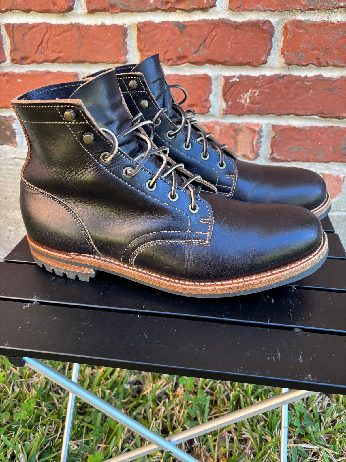 Photo by Nelms on November 3, 2025 of the Truman Plain Toe Boot in Seidel Charcoal Double Shot.
