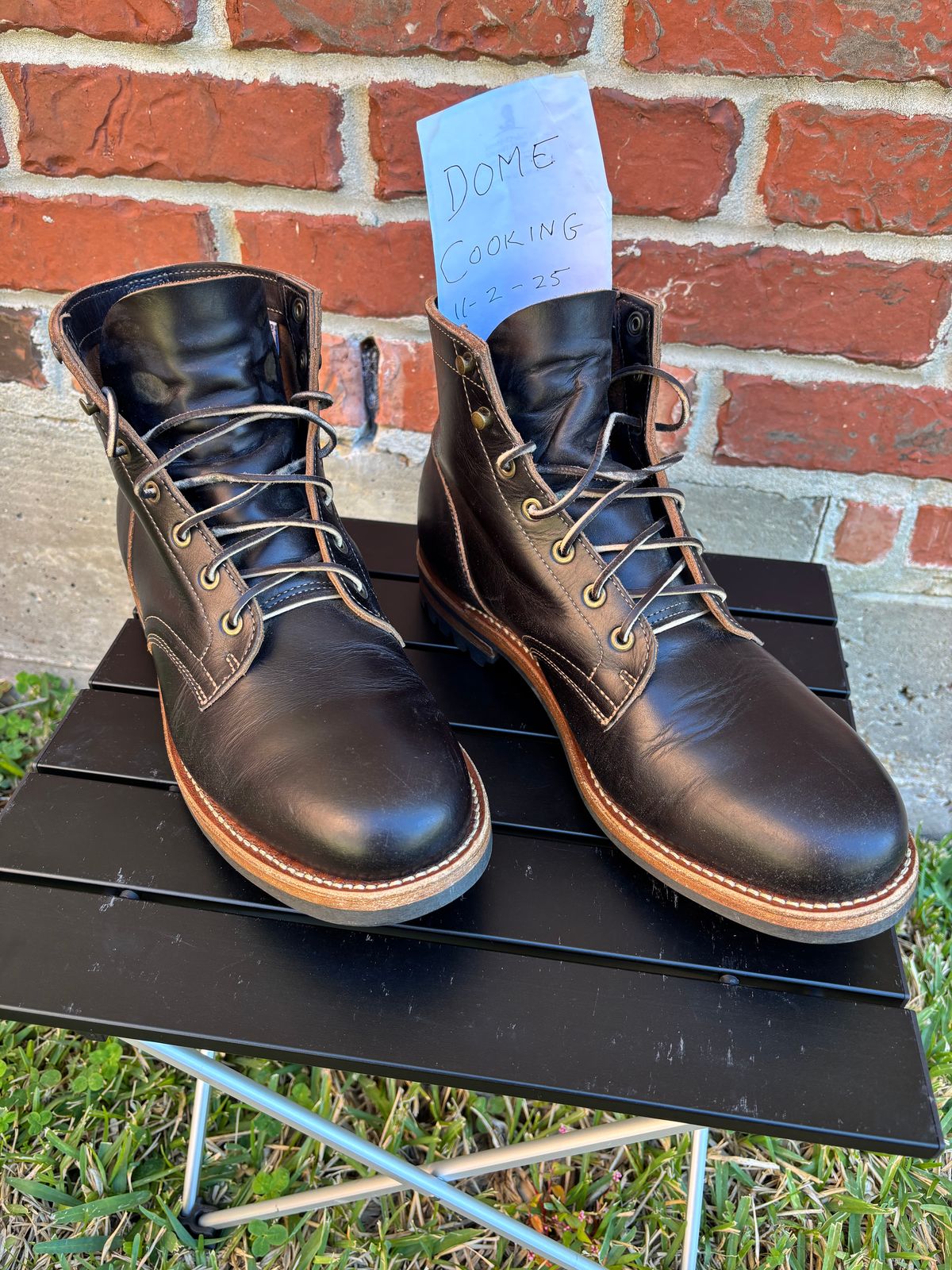 Photo by Nelms on November 3, 2025 of the Truman Plain Toe Boot in Seidel Charcoal Double Shot.