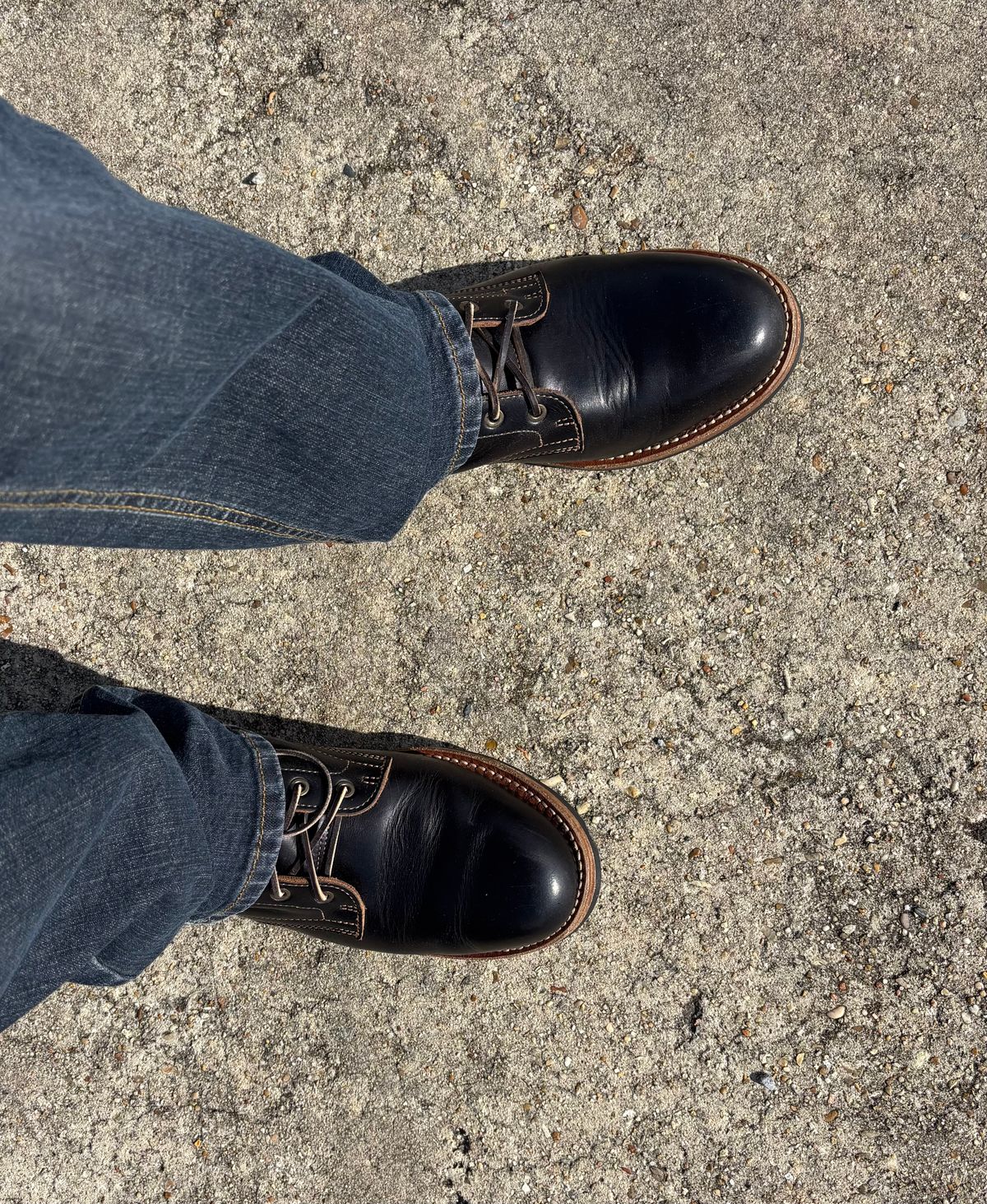 Photo by Nelms on December 2, 2025 of the Truman Plain Toe Boot in Seidel Charcoal Double Shot.
