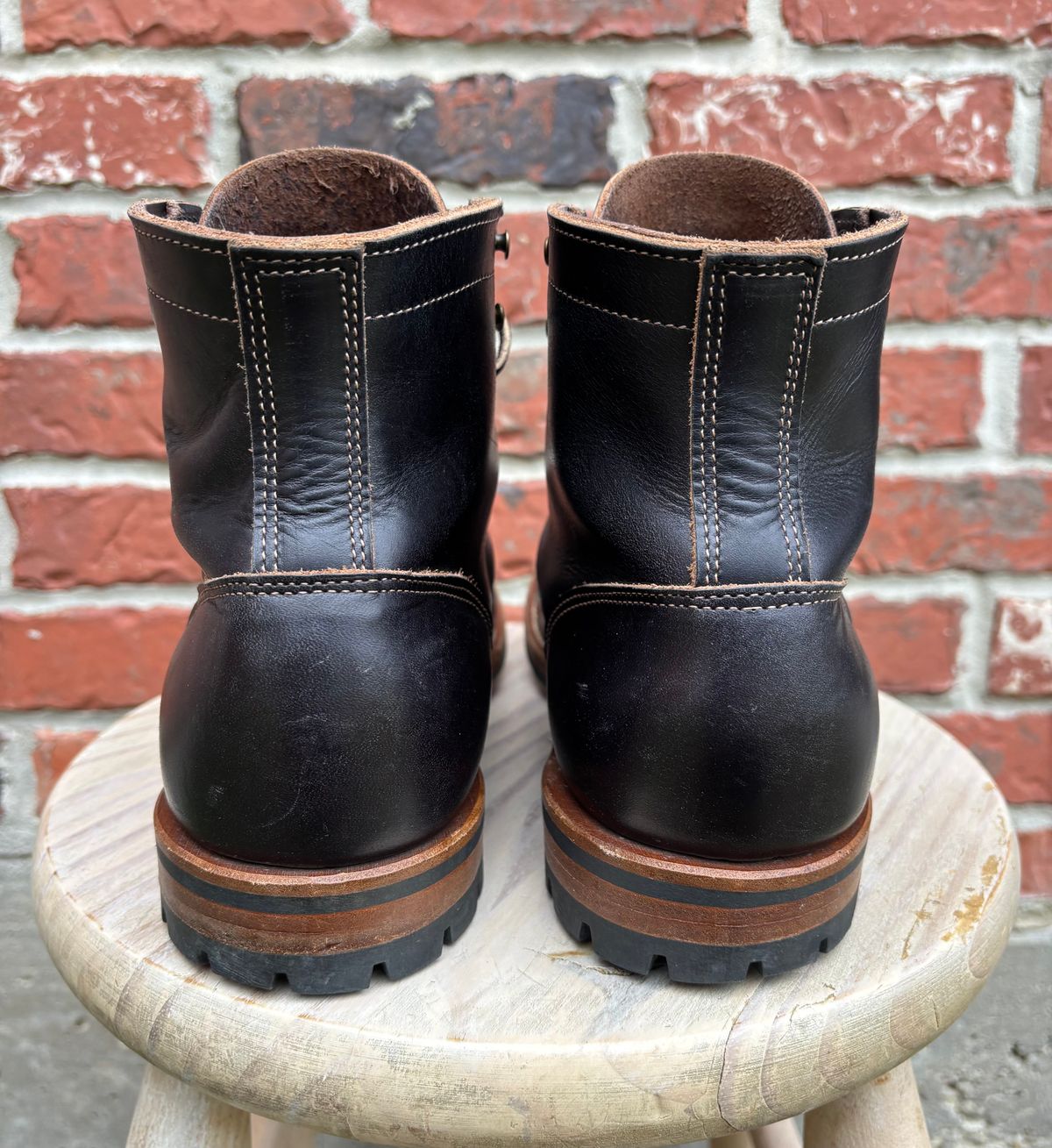 Photo by Nelms on December 2, 2025 of the Truman Plain Toe Boot in Seidel Charcoal Double Shot.