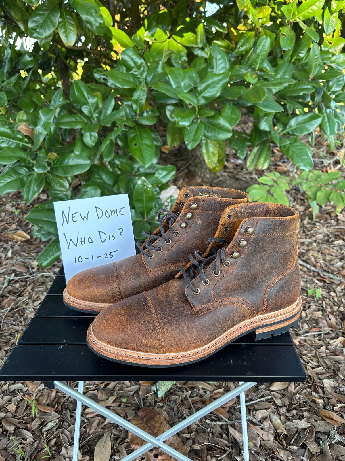 Photo by Nelms on October 1, 2025 of the Parkhurst The Richmond in C.F. Stead Wheatbuck Waxy Commander Suede.