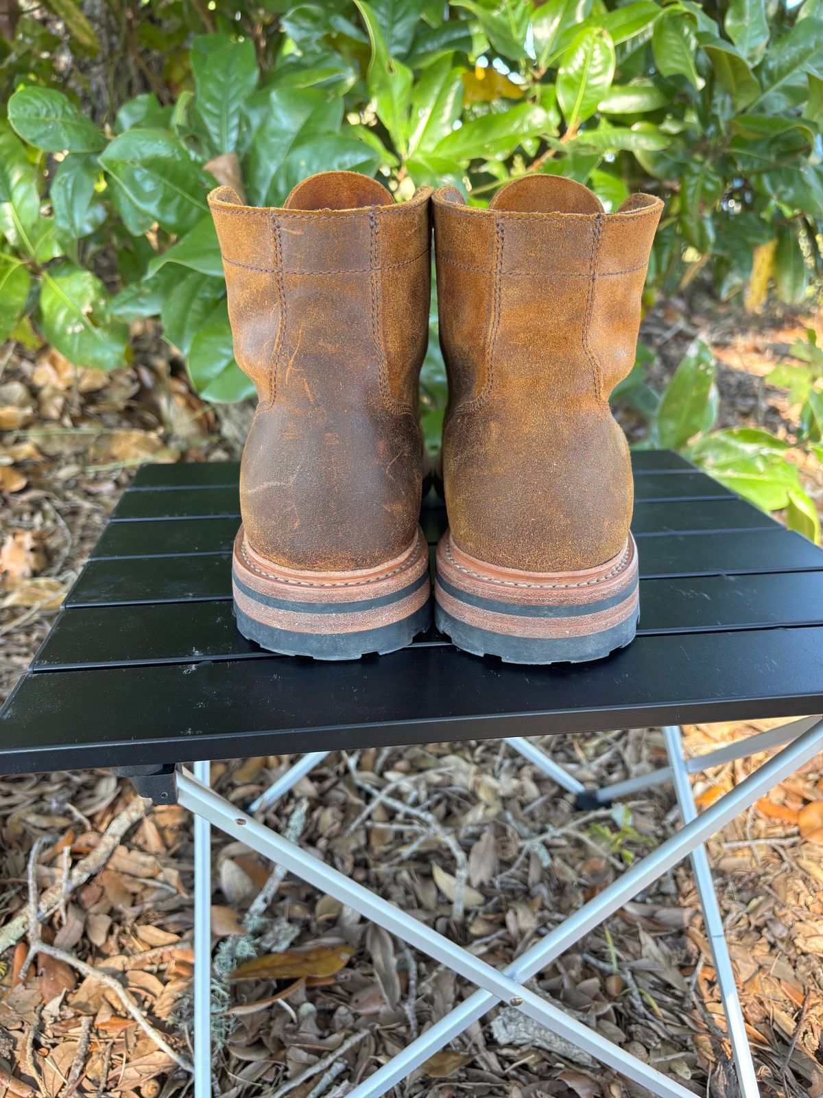 Photo by Nelms on November 2, 2025 of the Parkhurst The Richmond in C.F. Stead Wheatbuck Waxy Commander Suede.