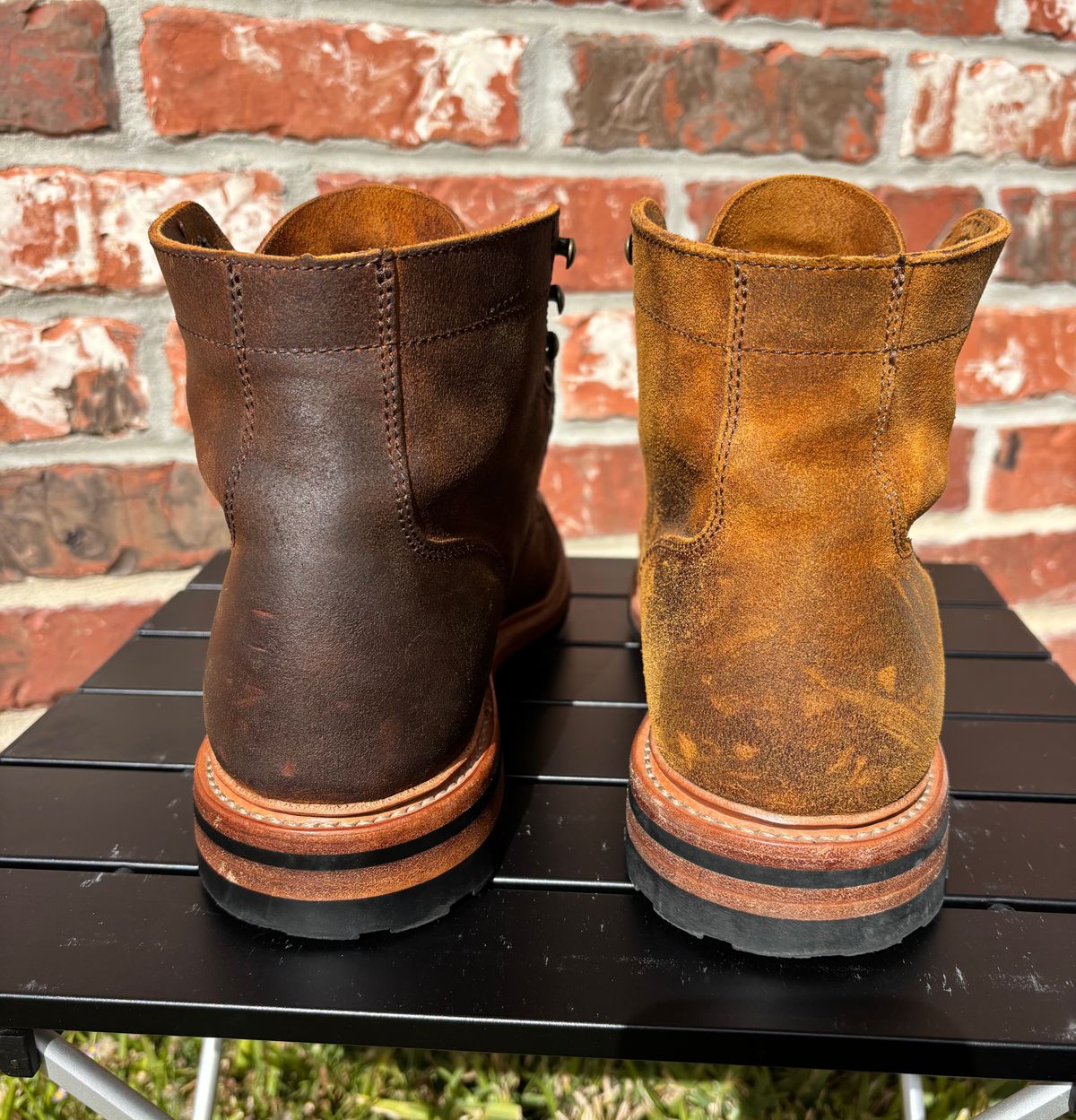 Photo by Nelms on December 2, 2025 of the Parkhurst The Richmond in C.F. Stead Wheatbuck Waxy Commander Suede.