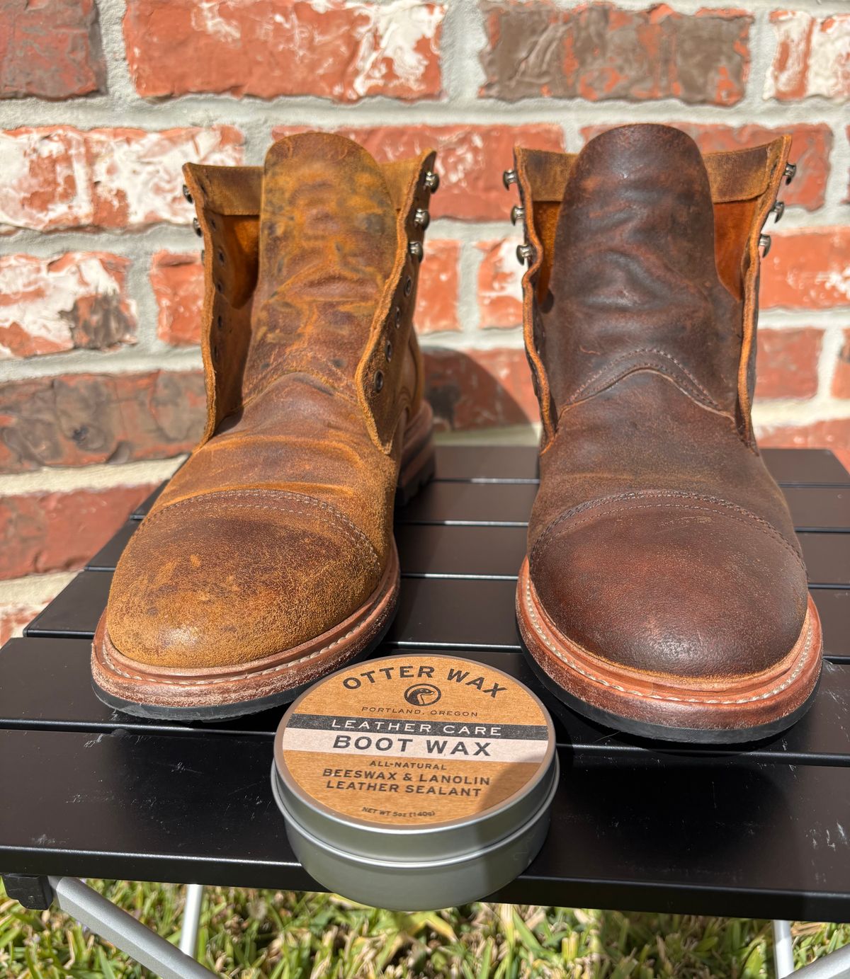 Photo by Nelms on December 2, 2025 of the Parkhurst The Richmond in C.F. Stead Wheatbuck Waxy Commander Suede.