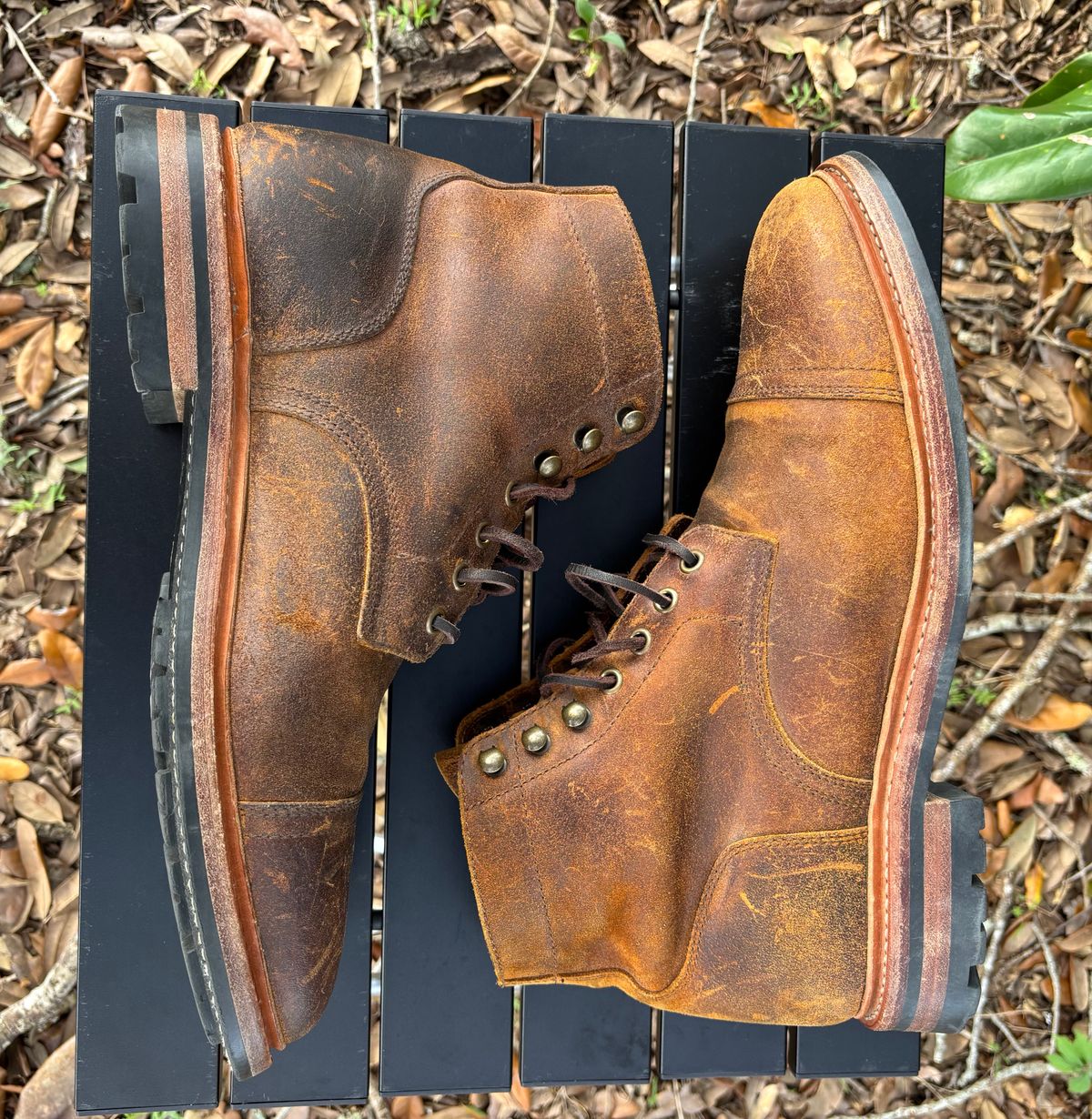 Photo by Nelms on January 2, 2026 of the Parkhurst The Richmond in C.F. Stead Wheatbuck Waxy Commander Suede.