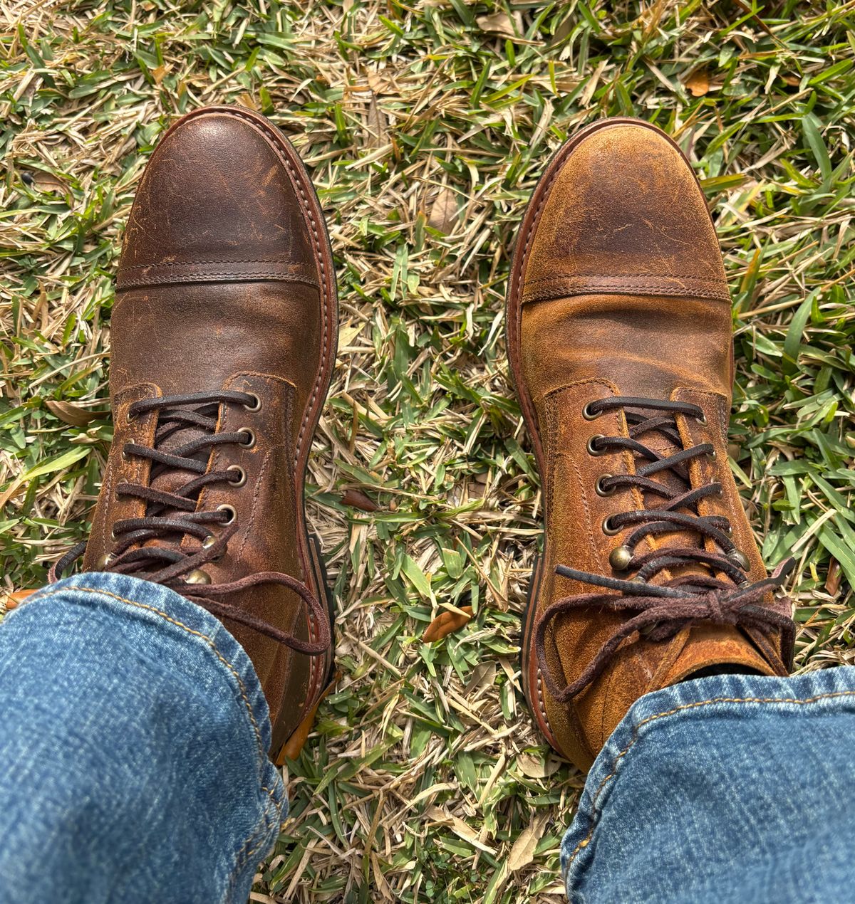 Photo by Nelms on January 2, 2026 of the Parkhurst The Richmond in C.F. Stead Wheatbuck Waxy Commander Suede.