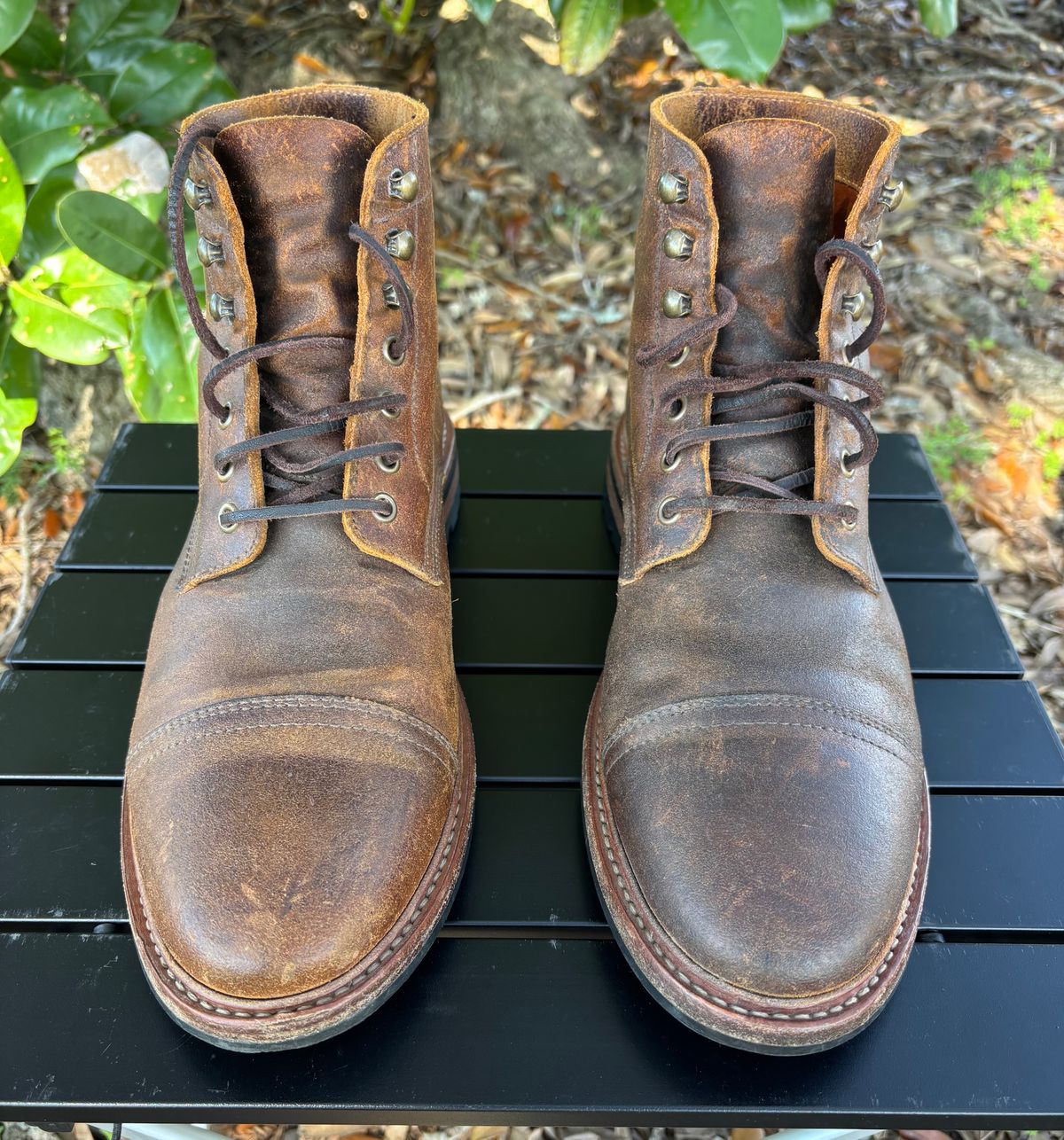 Photo by Nelms on March 1, 2026 of the Parkhurst The Richmond in C.F. Stead Wheatbuck Waxy Commander Suede.