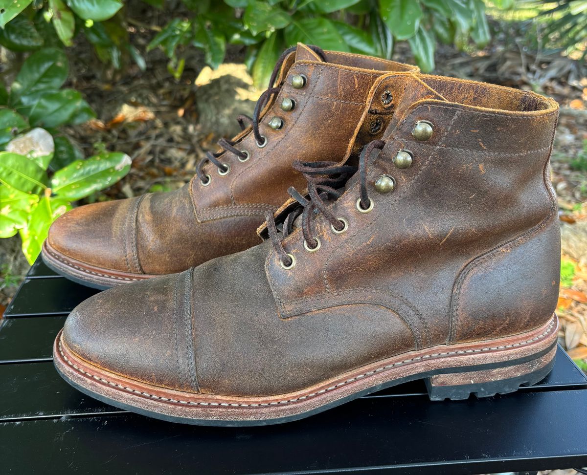 Photo by Nelms on March 1, 2026 of the Parkhurst The Richmond in C.F. Stead Wheatbuck Waxy Commander Suede.