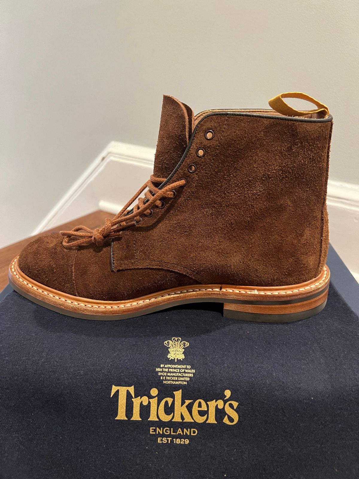 Photo by nbabula on October 7, 2024 of the Tricker's Brett Derby Boot in C.F. Stead Polo Brown Oiled Desert.