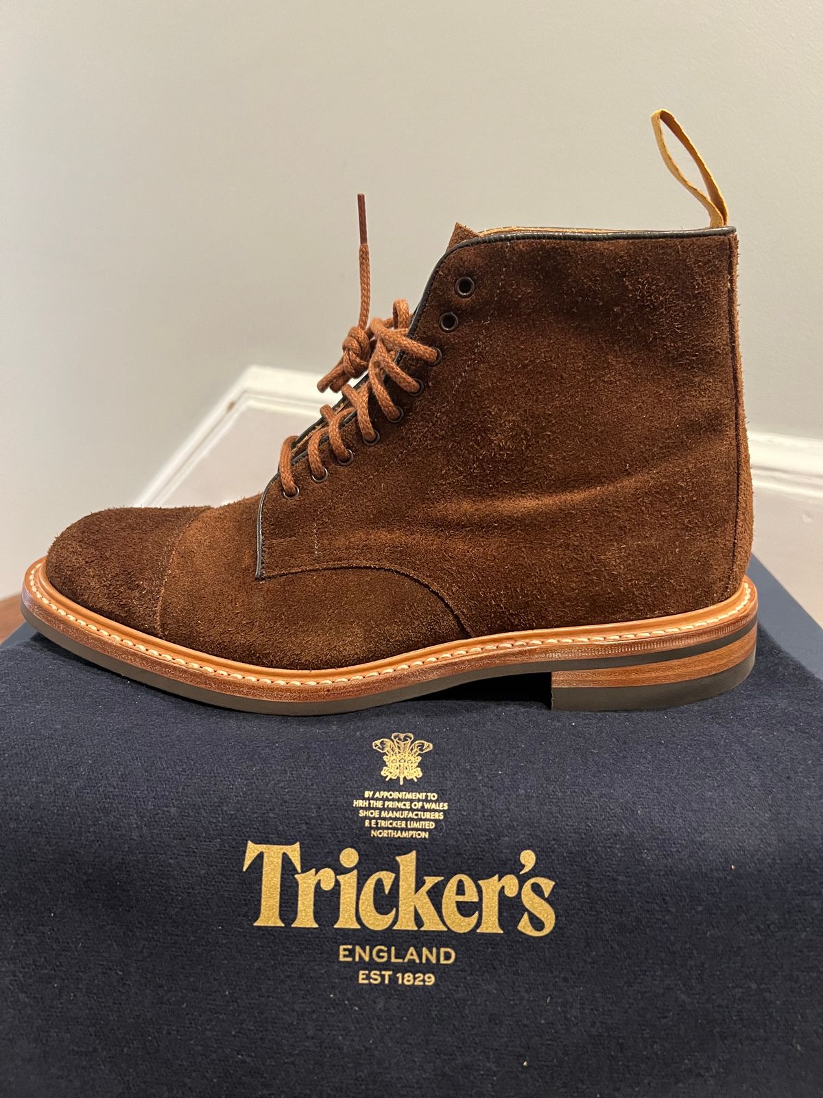 Photo by nbabula on October 7, 2024 of the Tricker's Brett Derby Boot in C.F. Stead Polo Brown Oiled Desert.