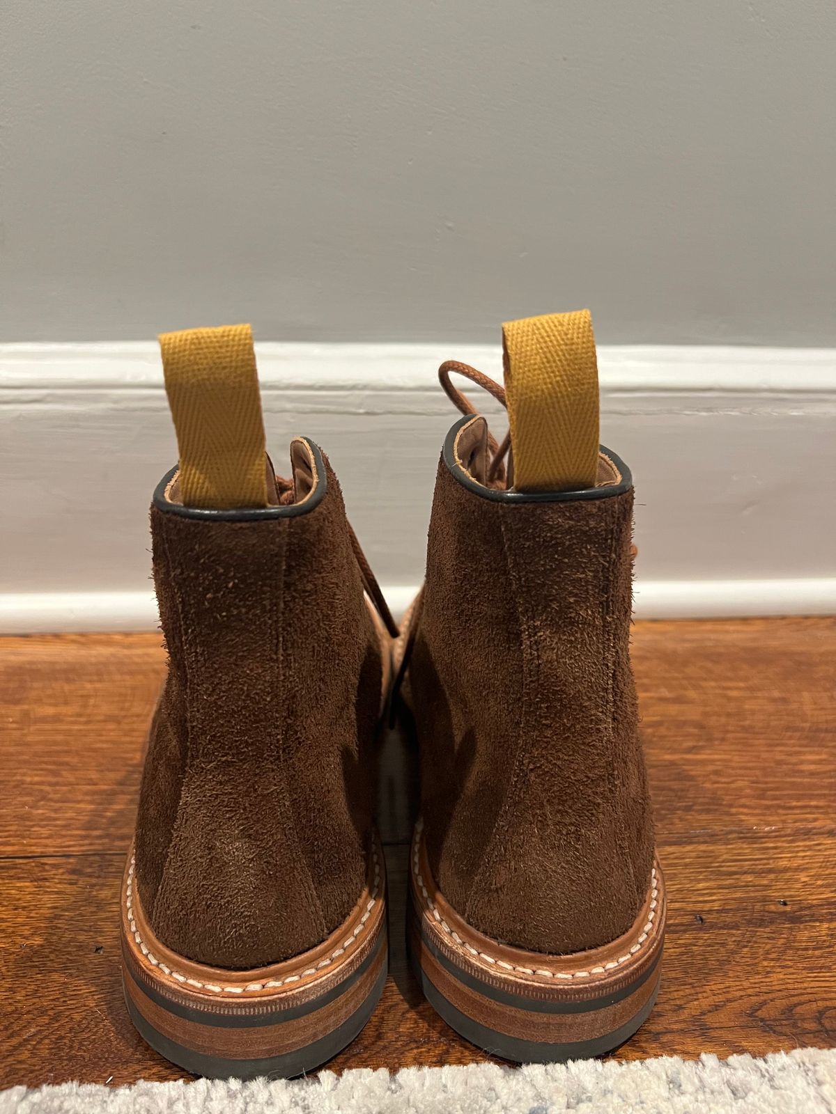Photo by nbabula on November 5, 2024 of the Tricker's Brett Derby Boot in C.F. Stead Polo Brown Oiled Desert.