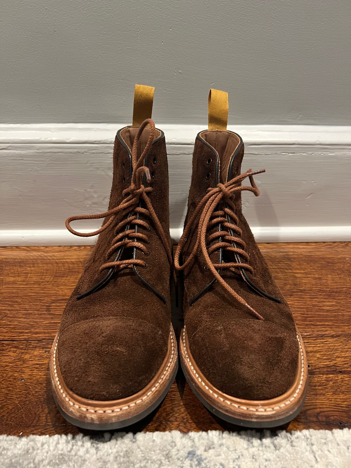 Photo by nbabula on November 5, 2024 of the Tricker's Brett Derby Boot in C.F. Stead Polo Brown Oiled Desert.