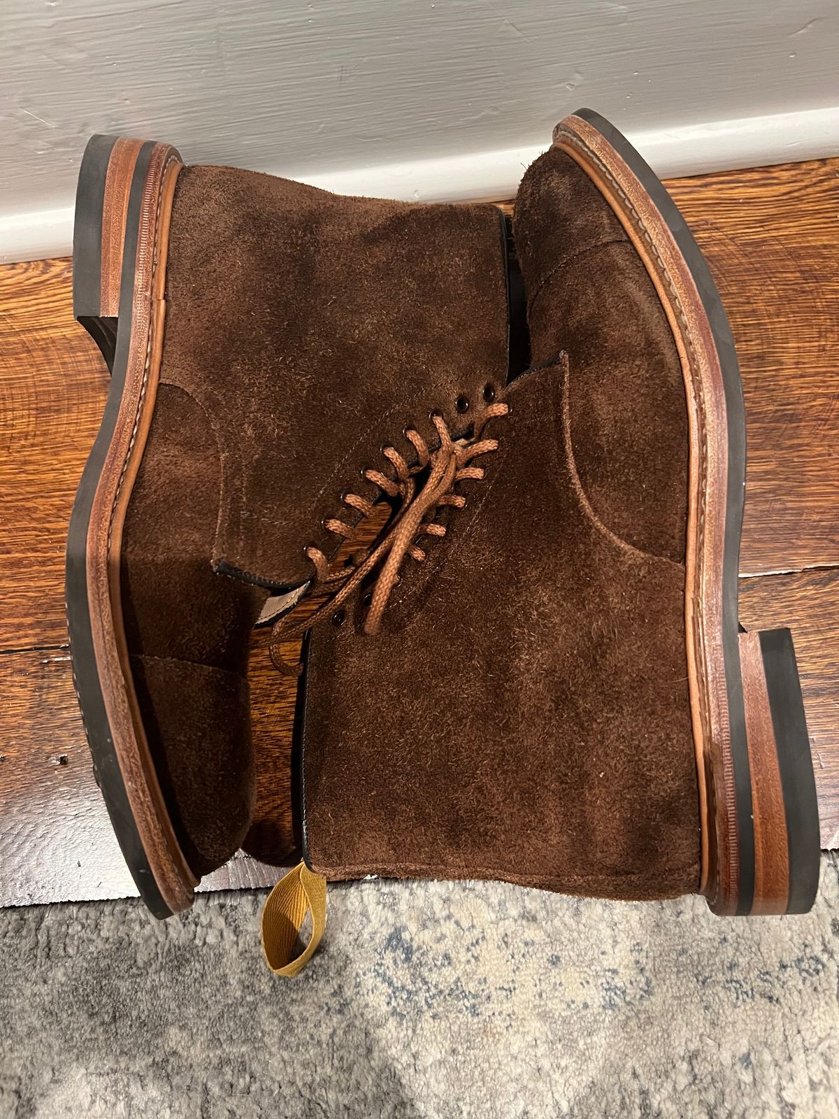 Photo by nbabula on November 5, 2024 of the Tricker's Brett Derby Boot in C.F. Stead Polo Brown Oiled Desert.