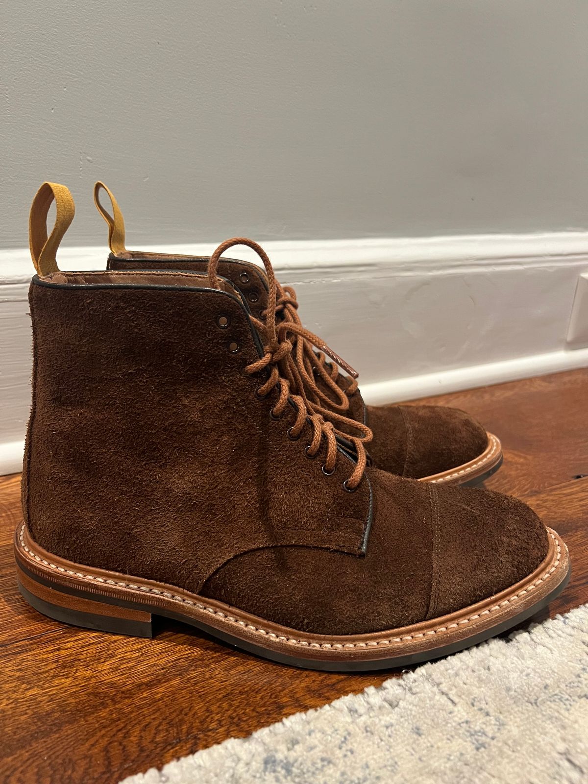 Photo by nbabula on November 5, 2024 of the Tricker's Brett Derby Boot in C.F. Stead Polo Brown Oiled Desert.