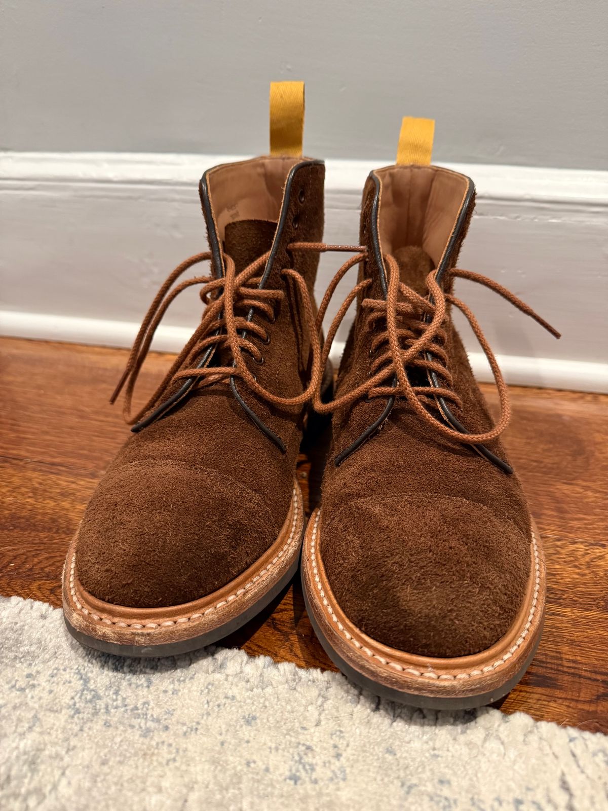 Photo by nbabula on December 5, 2024 of the Tricker's Brett Derby Boot in C.F. Stead Polo Brown Oiled Desert.
