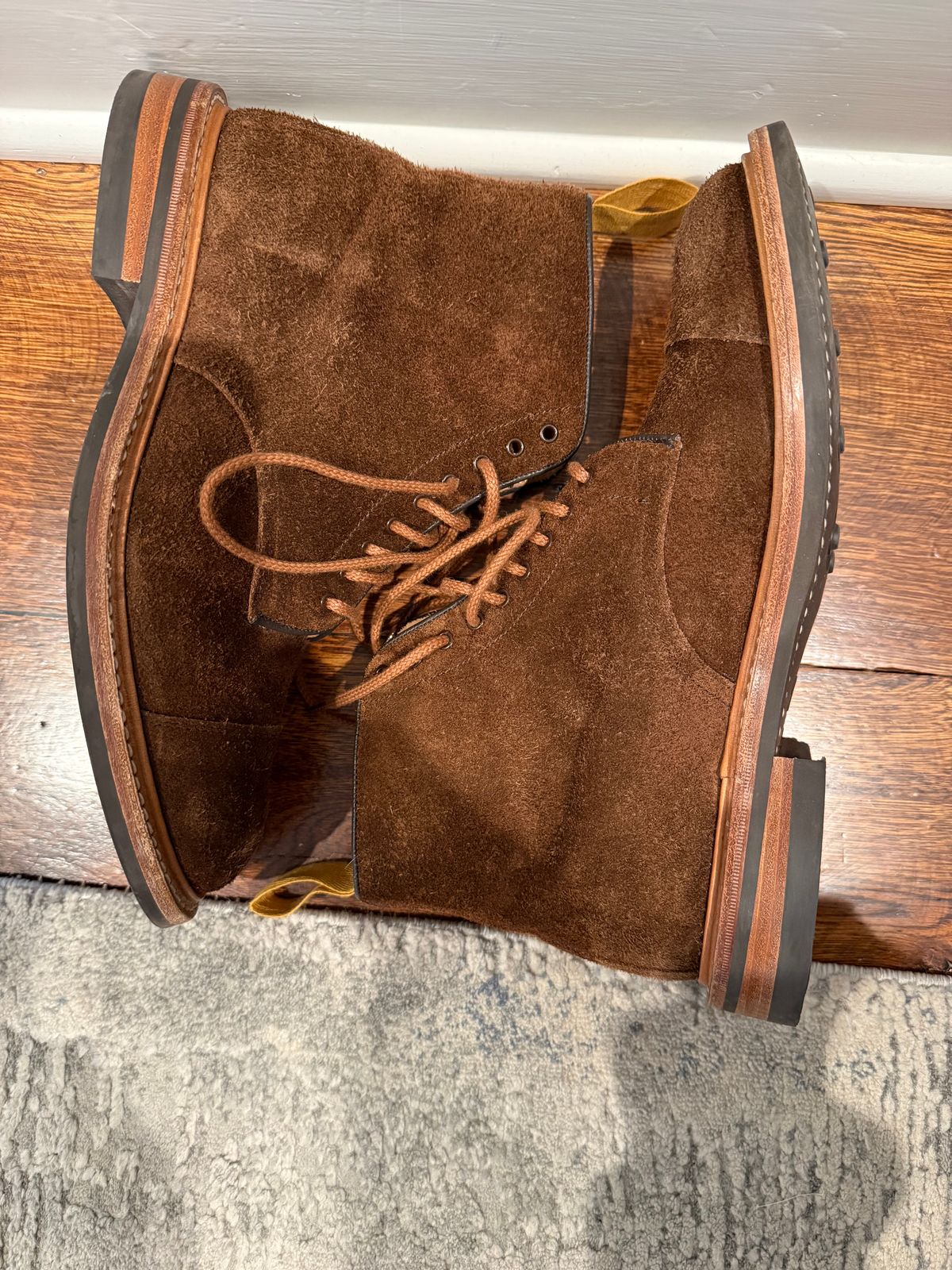 Photo by nbabula on December 5, 2024 of the Tricker's Brett Derby Boot in C.F. Stead Polo Brown Oiled Desert.