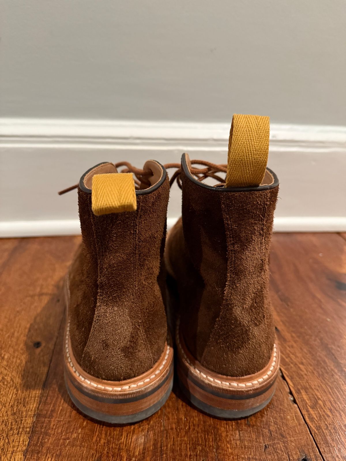 Photo by nbabula on January 4, 2025 of the Tricker's Brett Derby Boot in C.F. Stead Polo Brown Oiled Desert.