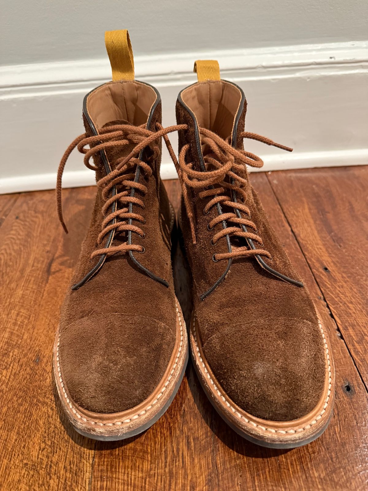 Photo by nbabula on January 4, 2025 of the Tricker's Brett Derby Boot in C.F. Stead Polo Brown Oiled Desert.