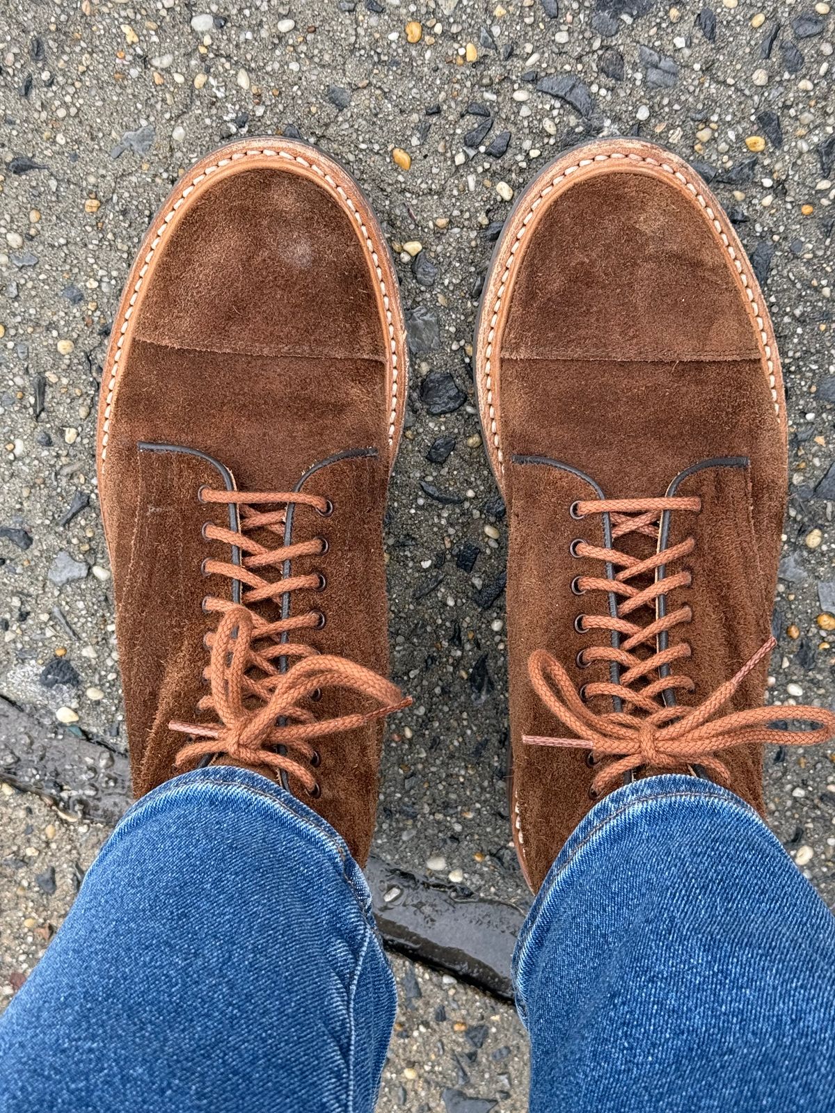 Photo by nbabula on January 11, 2025 of the Tricker's Brett Derby Boot in C.F. Stead Polo Brown Oiled Desert.
