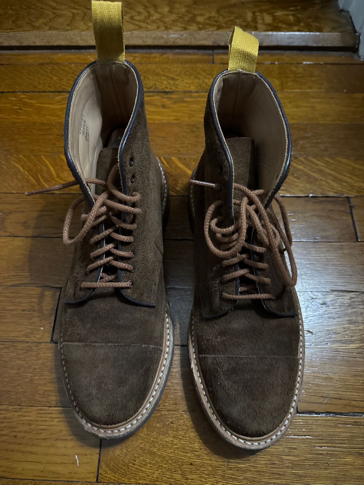 Photo by nbabula on February 2, 2025 of the Tricker's Brett Derby Boot in C.F. Stead Polo Brown Oiled Desert.