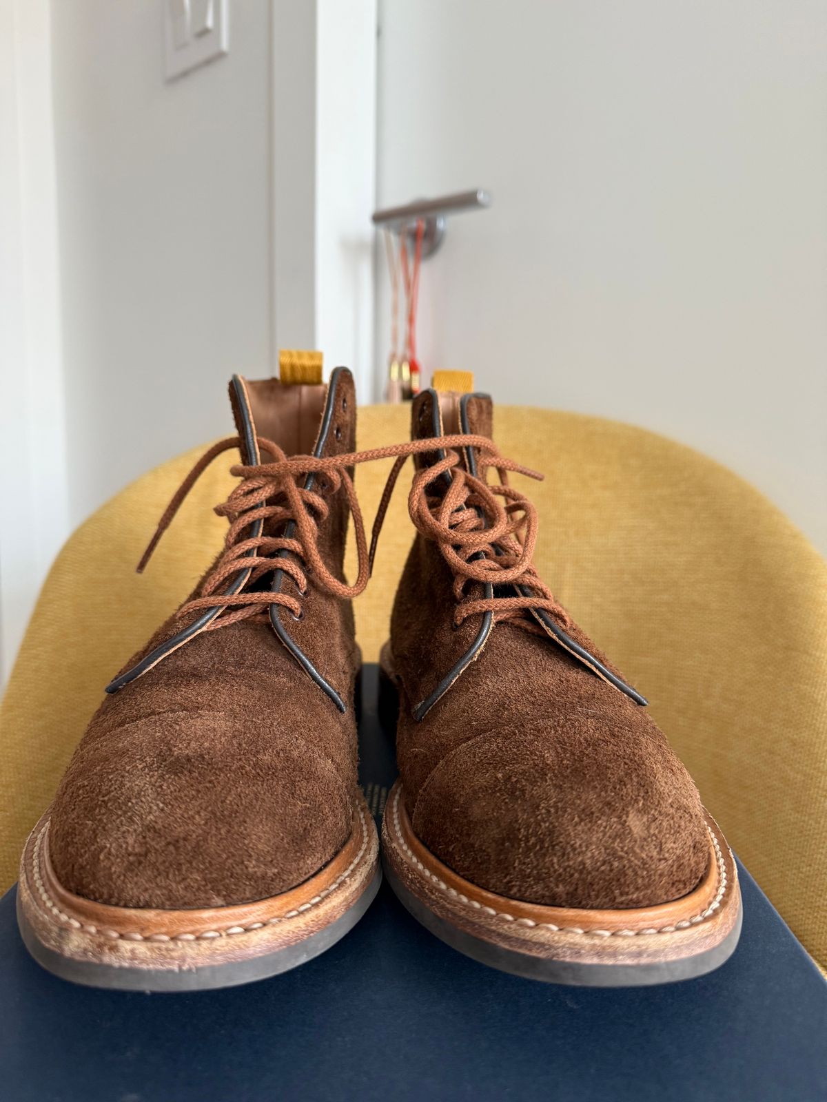 Photo by nbabula on March 4, 2025 of the Tricker's Brett Derby Boot in C.F. Stead Polo Brown Oiled Desert.