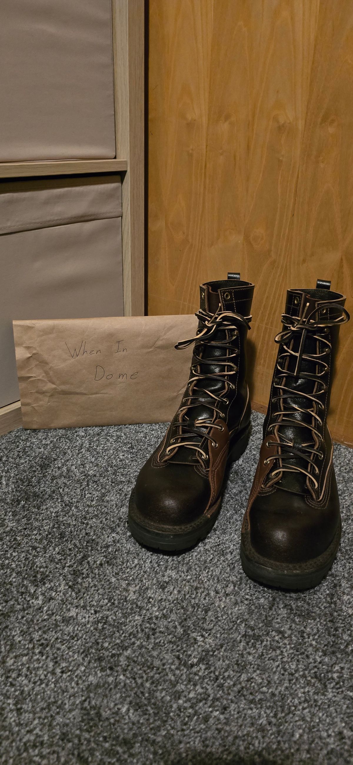Photo by john_k on November 6, 2024 of the Nicks x Rose Anvil ND3 in Horween Brown Waxed Flesh.
