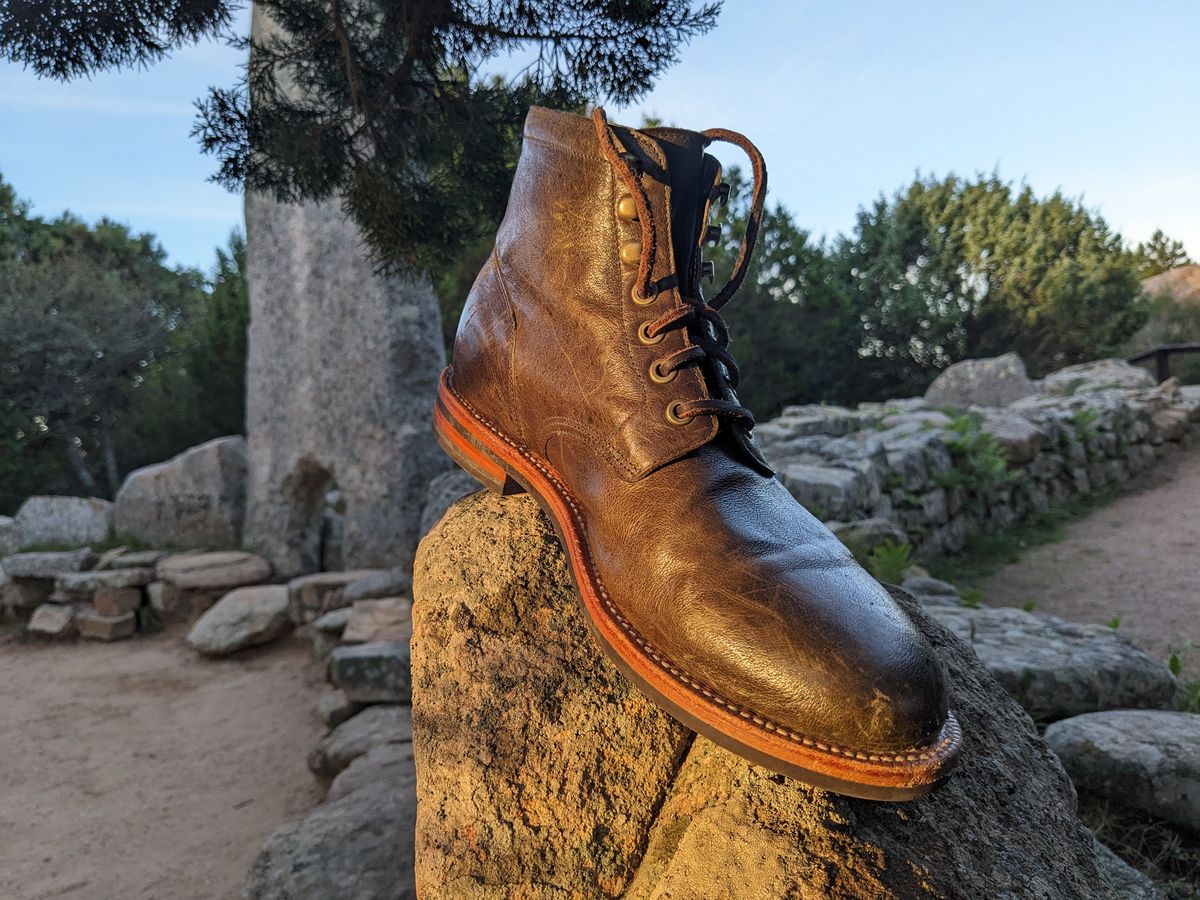 Photo by SimOnthEdge on October 12, 2024 of the Grant Stone Diesel Boot in Incas Jungle Kangaroo.