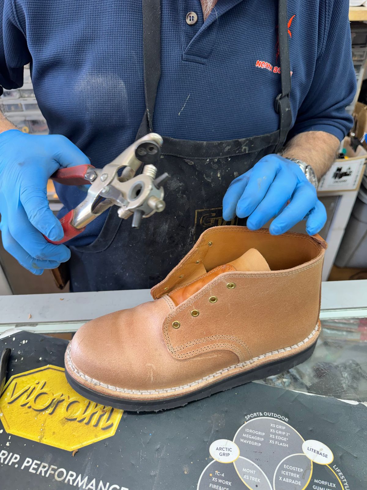 Photo by dogman on May 4, 2026 of the Yuketen Farmer’s Chukka in Waxed Rough Out Vachetta & Vachetta.
