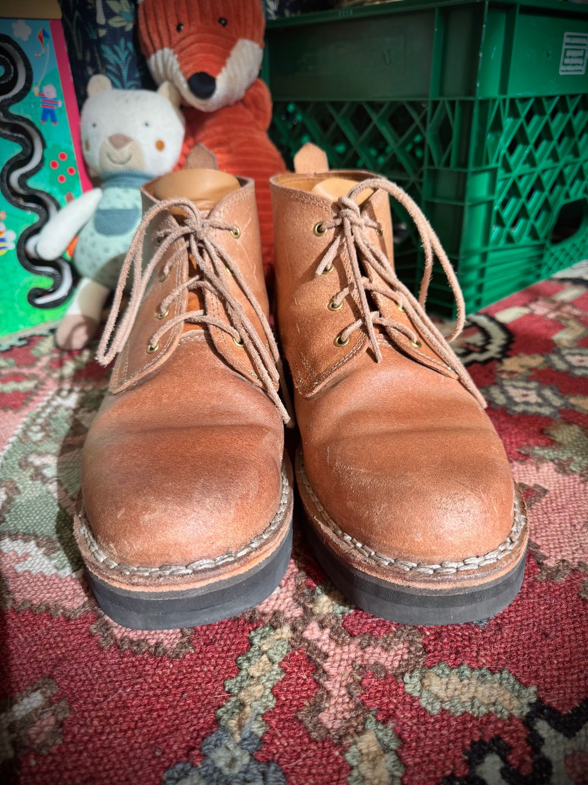 Photo by dogman on May 26, 2026 of the Yuketen Farmer’s Chukka in Waxed Rough Out Vachetta & Vachetta.