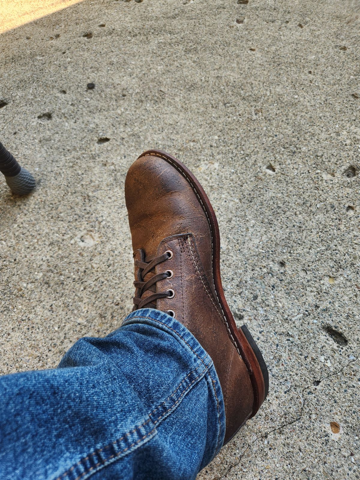 Photo by jhowk3209 on July 9, 2025 of the Wolverine 1000 Mile Plain-Toe Boot in Seidel Waxy Brown Roughout.