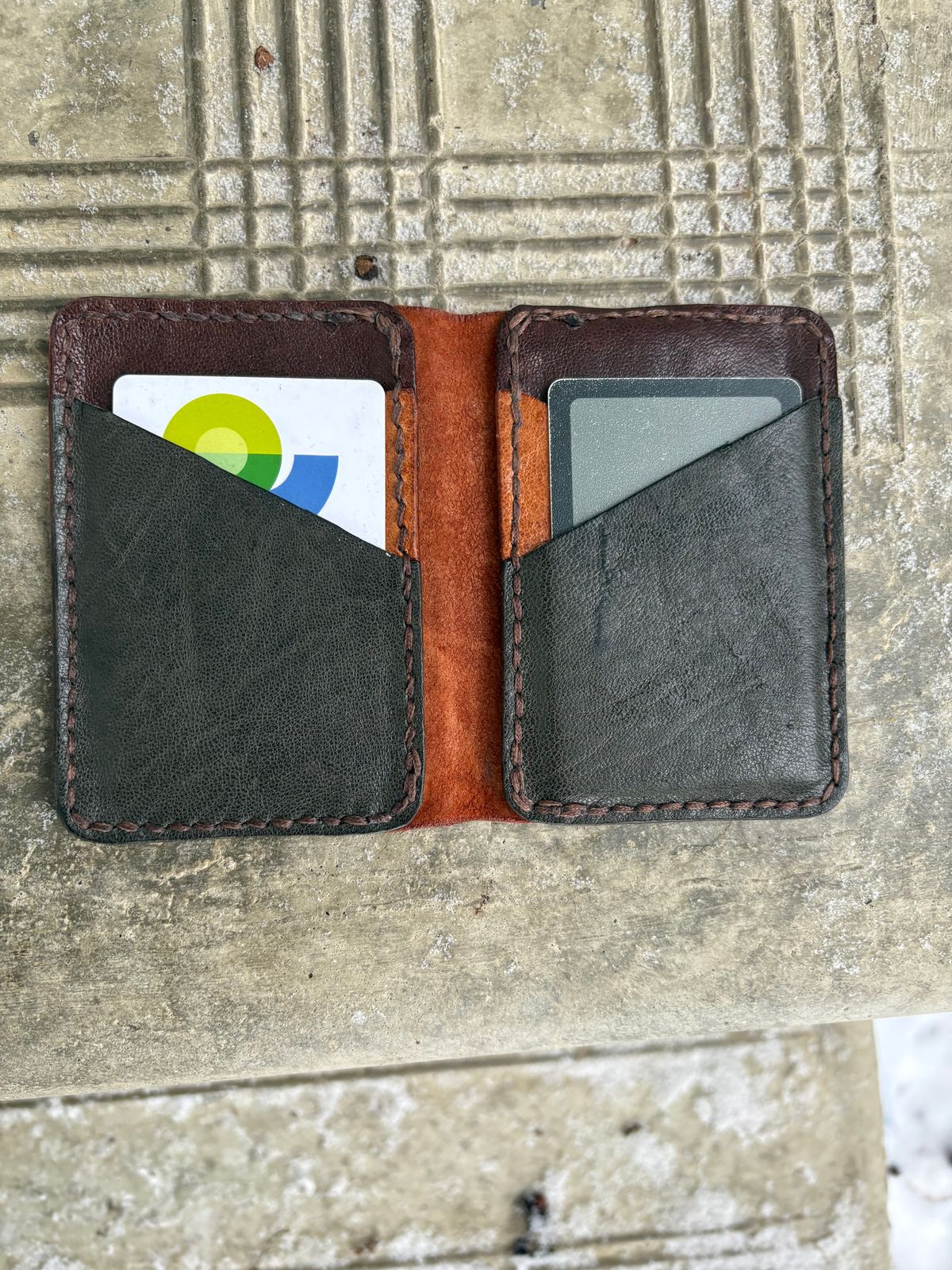 Photo by DWool on December 5, 2025 of the Self-Made Leather Gallery Card Holder in Italian Chrome Tan.