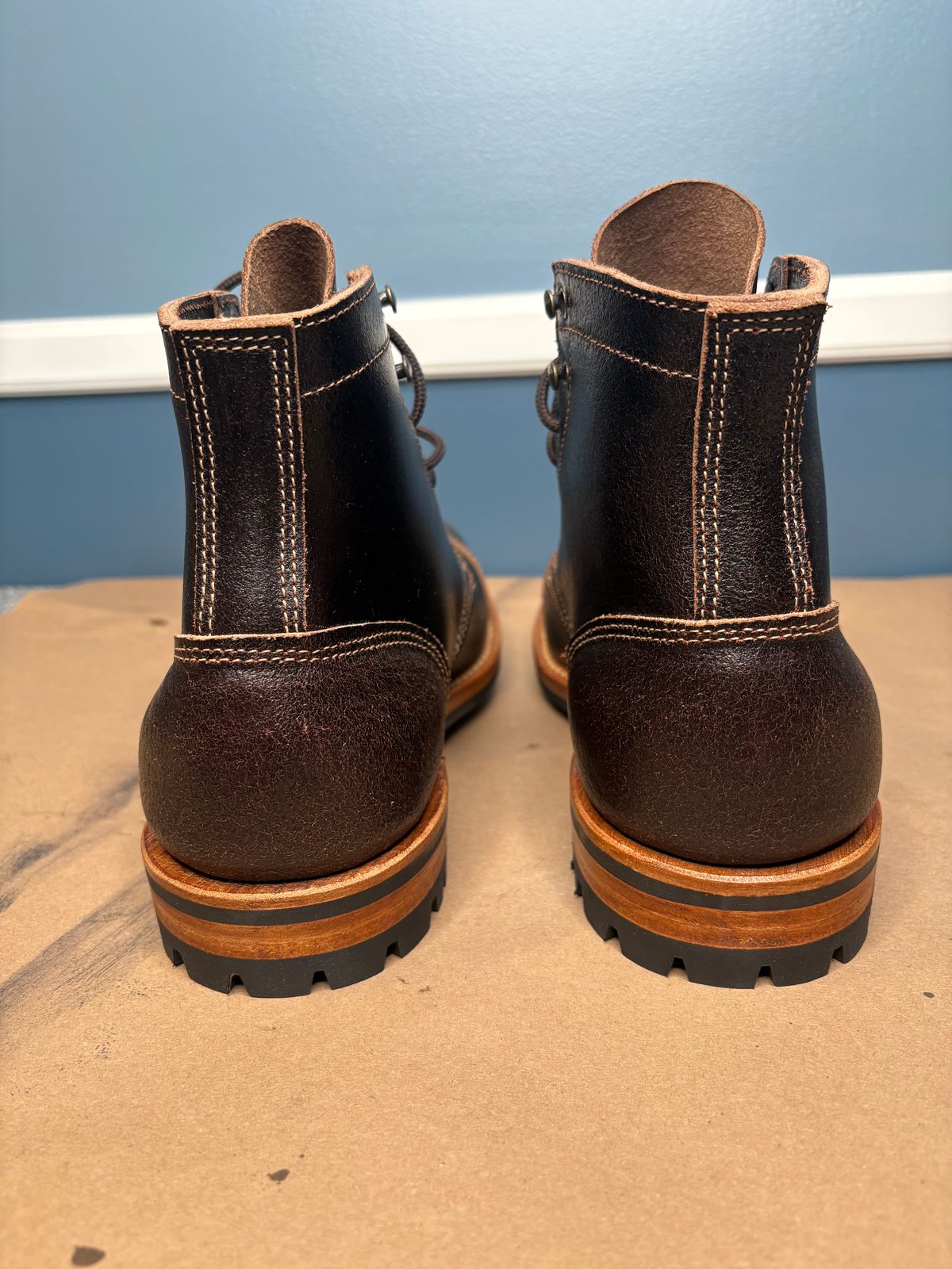 Photo by DWool on October 1, 2025 of the Truman Cap Toe Boot in Horween Java Waxed Flesh.