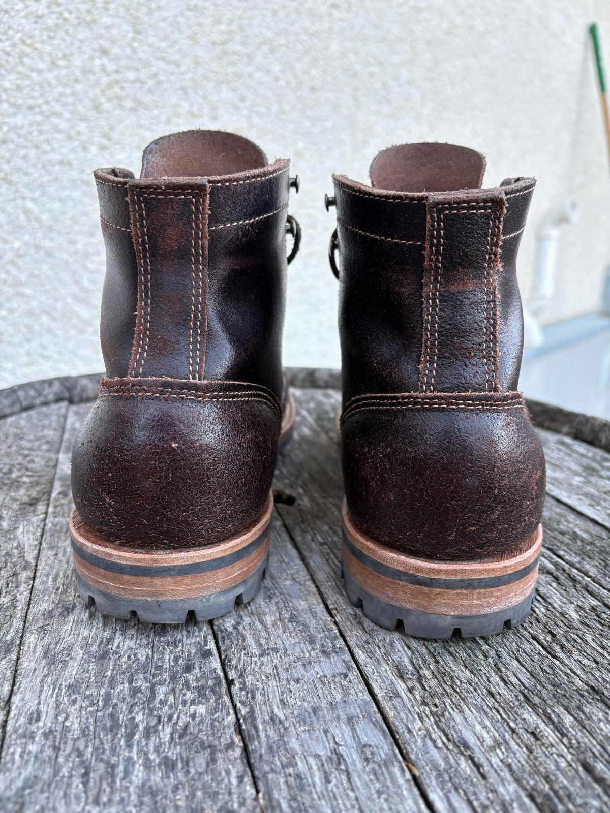 Photo by DWool on November 2, 2025 of the Truman Cap Toe Boot in Horween Java Waxed Flesh.