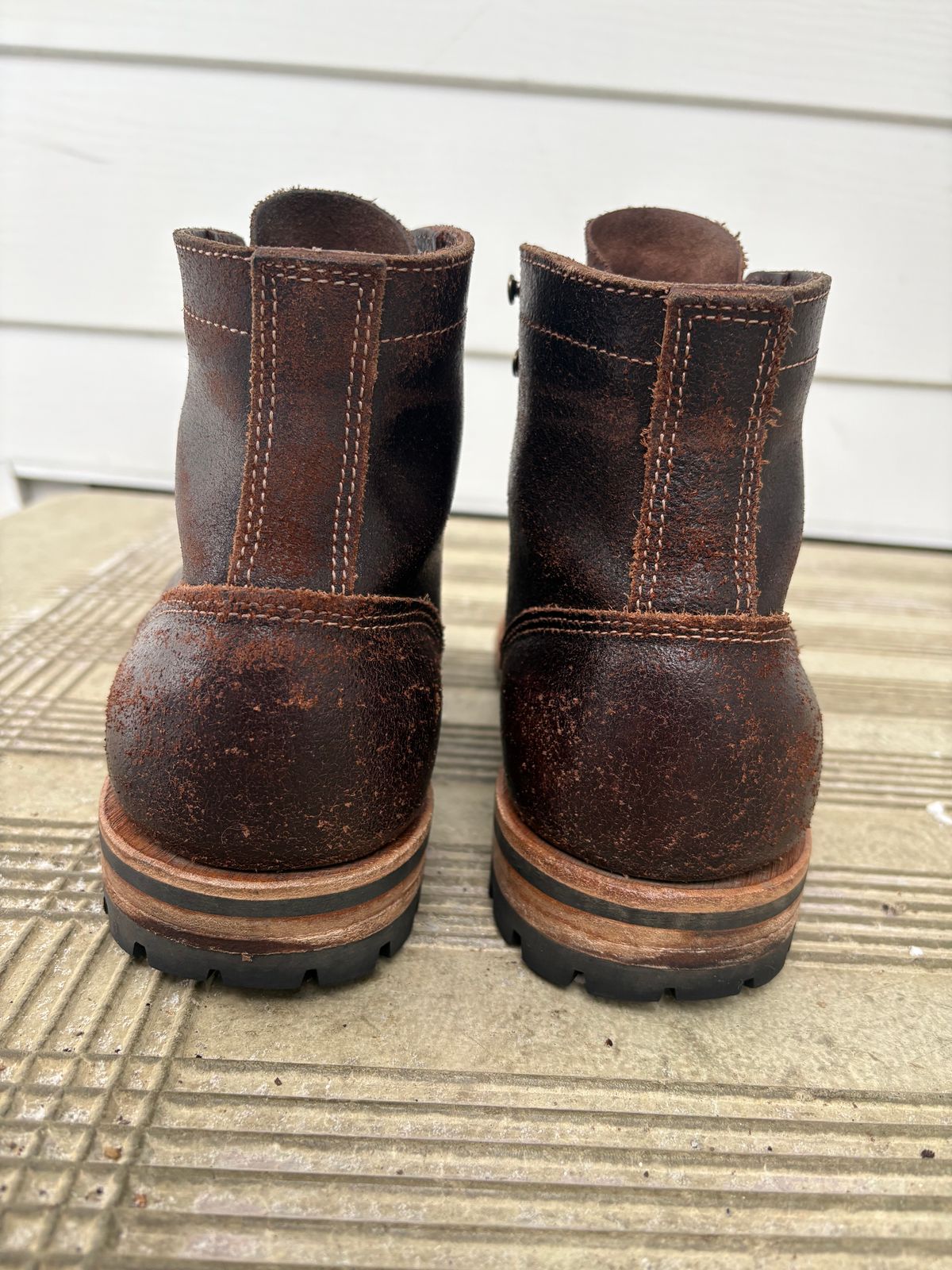 Photo by DWool on December 5, 2025 of the Truman Cap Toe Boot in Horween Java Waxed Flesh.