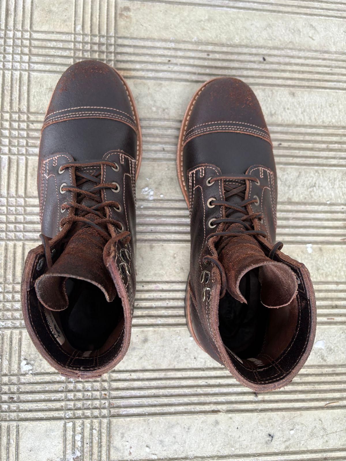 Photo by DWool on December 5, 2025 of the Truman Cap Toe Boot in Horween Java Waxed Flesh.