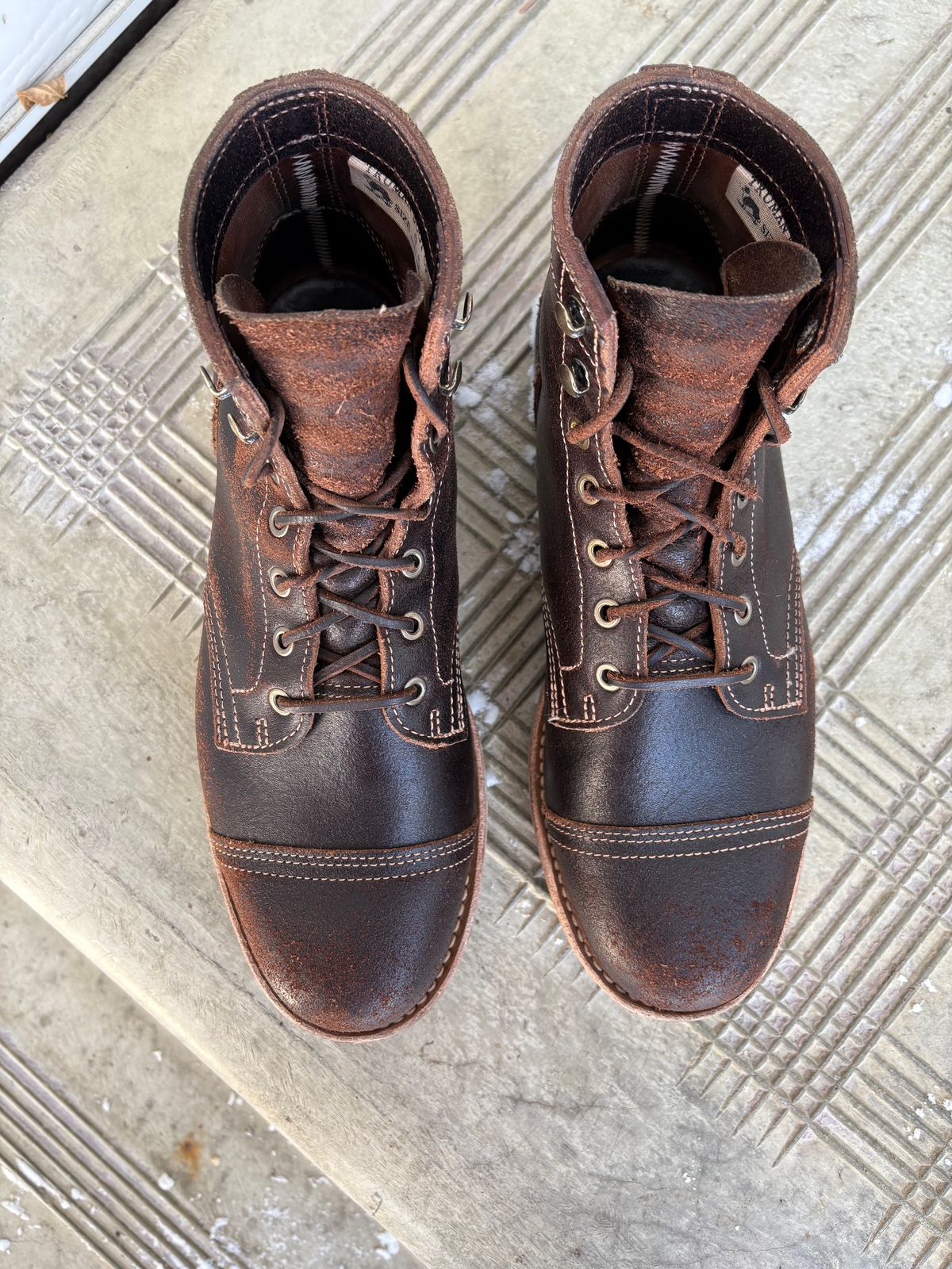Photo by DWool on January 4, 2026 of the Truman Cap Toe Boot in Horween Java Waxed Flesh.
