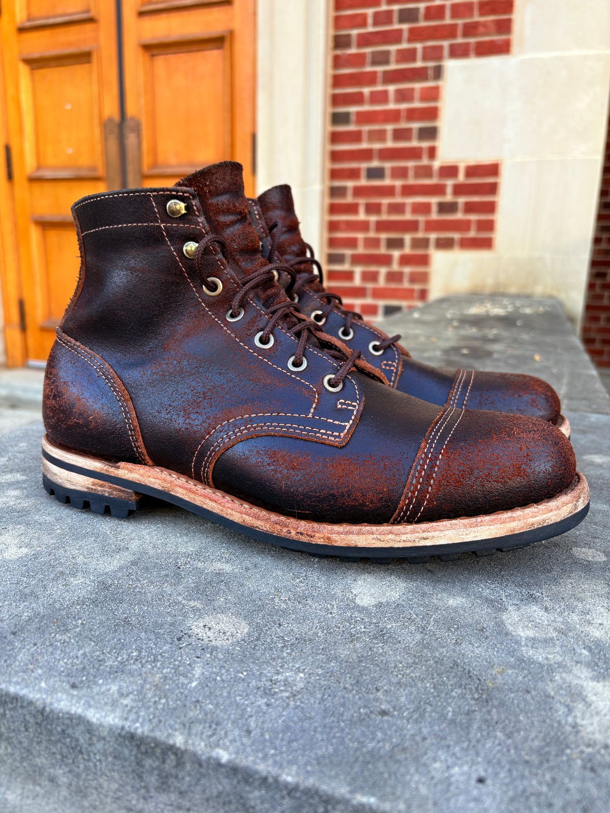 Photo by DWool on February 3, 2026 of the Truman Cap Toe Boot in Horween Java Waxed Flesh.