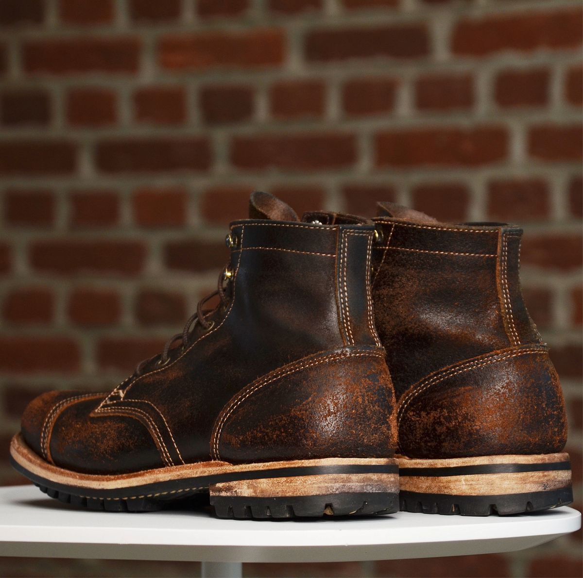 Photo by DWool on April 5, 2026 of the Truman Cap Toe Boot in Horween Java Waxed Flesh.
