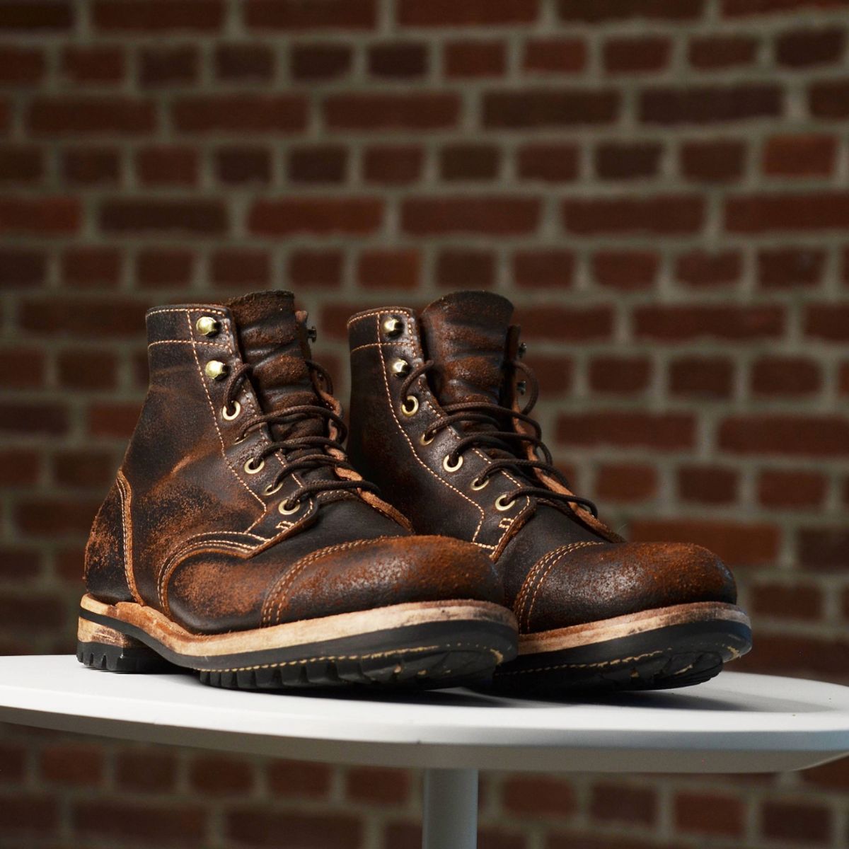 Photo by DWool on April 5, 2026 of the Truman Cap Toe Boot in Horween Java Waxed Flesh.