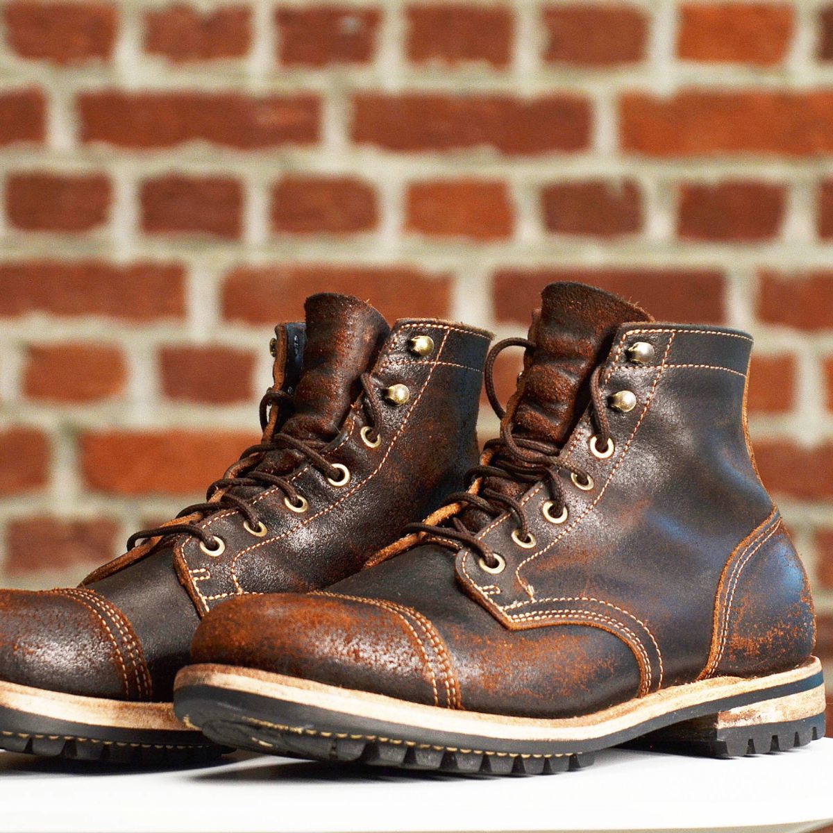 Photo by DWool on April 5, 2026 of the Truman Cap Toe Boot in Horween Java Waxed Flesh.