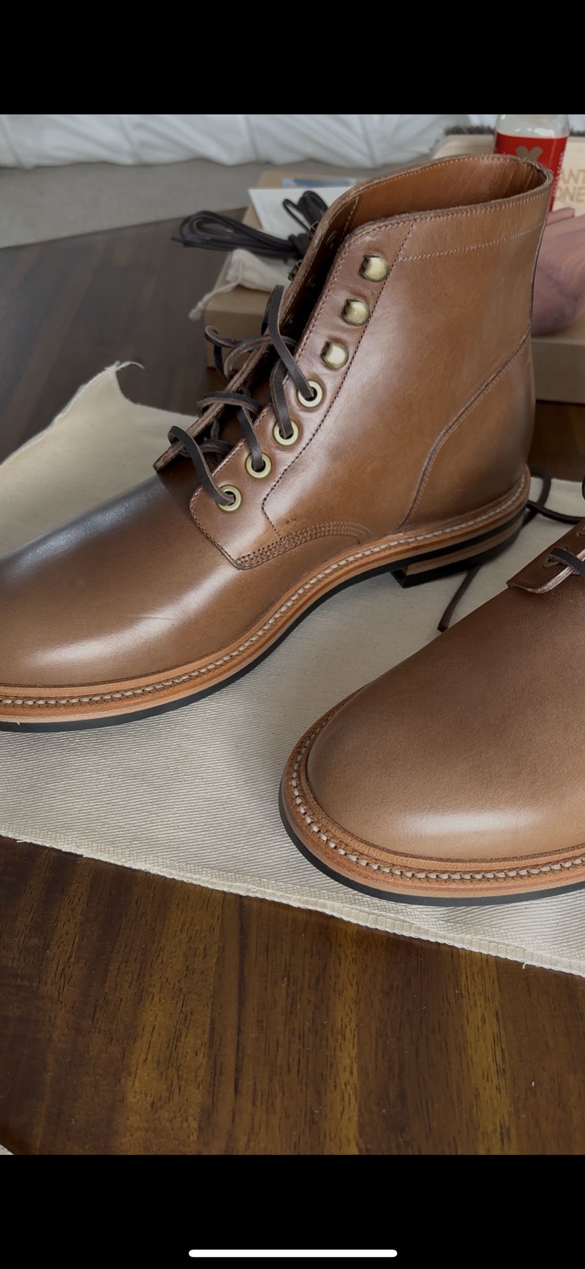 Photo by DWool on January 25, 2025 of the Grant Stone Diesel Boot in Horween Dune Chromexcel.