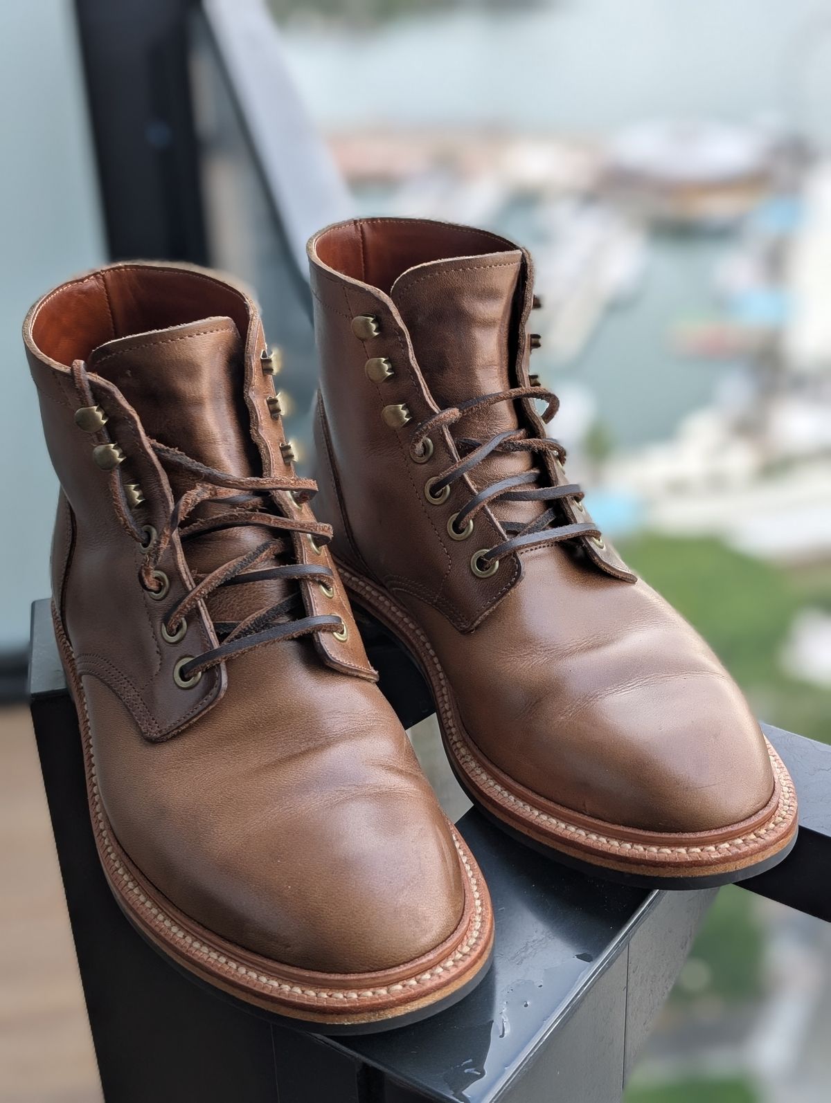 Photo by KNC on February 3, 2025 of the Grant Stone Diesel Boot in Horween Dune Chromexcel.