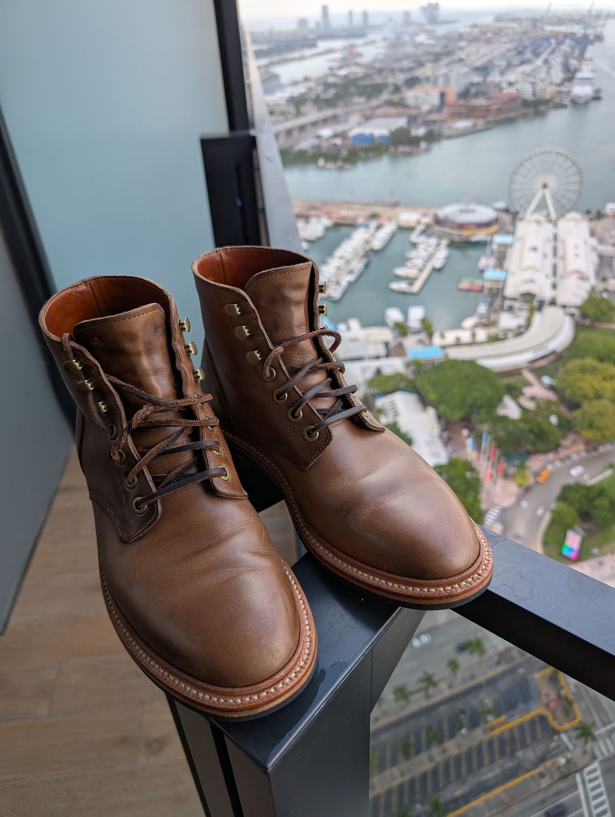 Photo by KNC on February 3, 2025 of the Grant Stone Diesel Boot in Horween Dune Chromexcel.
