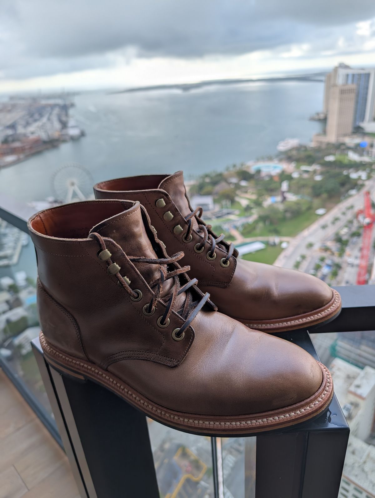 Photo by KNC on February 3, 2025 of the Grant Stone Diesel Boot in Horween Dune Chromexcel.