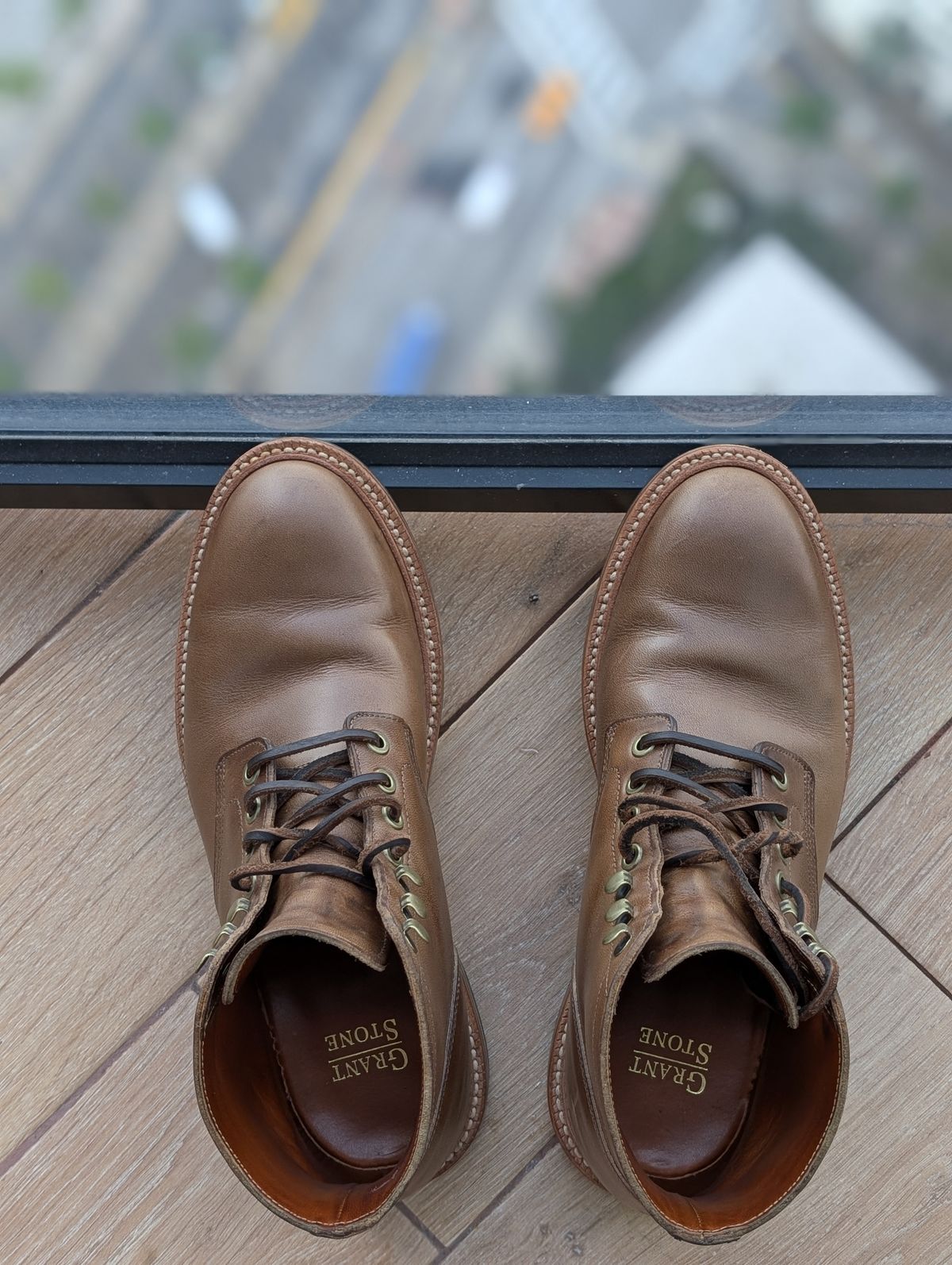 Photo by KNC on February 3, 2025 of the Grant Stone Diesel Boot in Horween Dune Chromexcel.