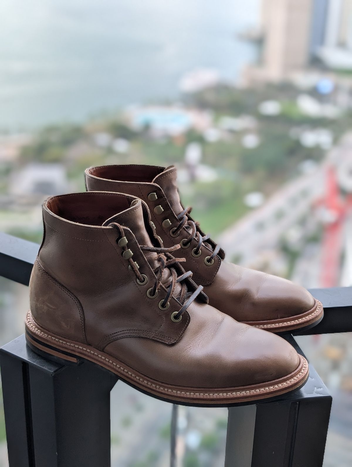 Photo by KNC on February 3, 2025 of the Grant Stone Diesel Boot in Horween Dune Chromexcel.