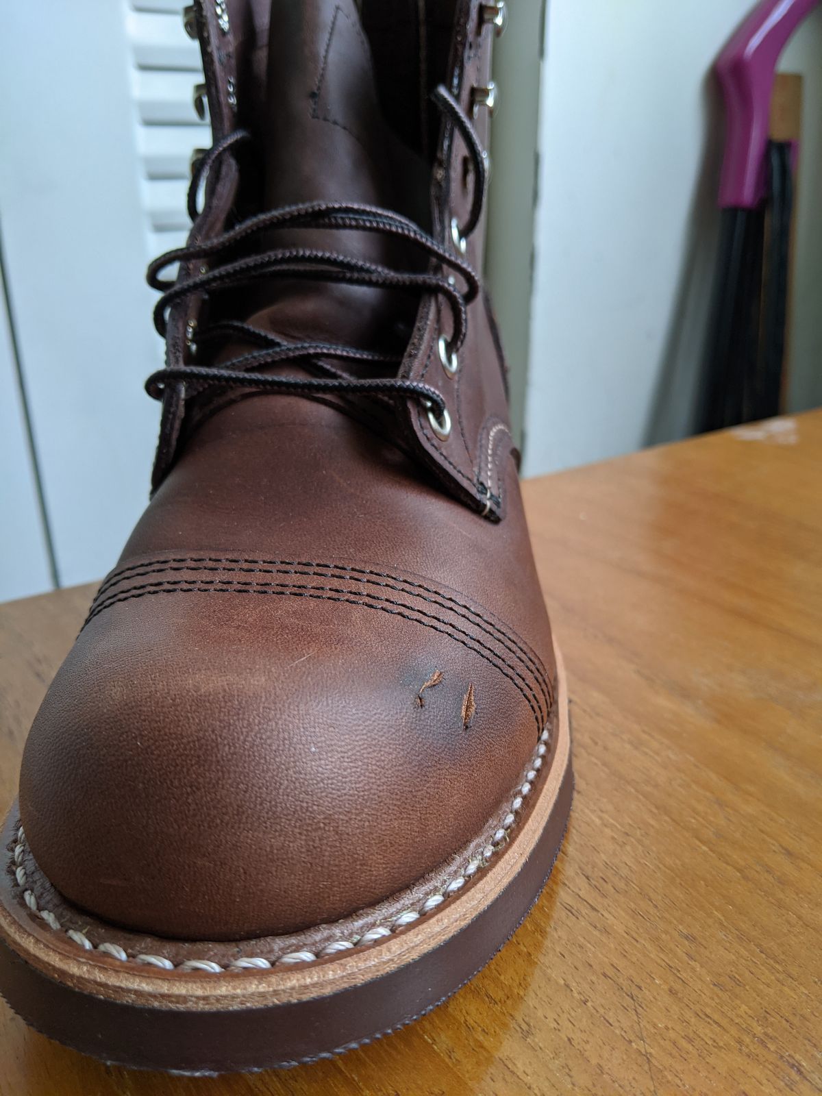 Photo by KNC on August 7, 2021 of the Red Wing Iron Ranger in S.B. Foot Amber Harness.