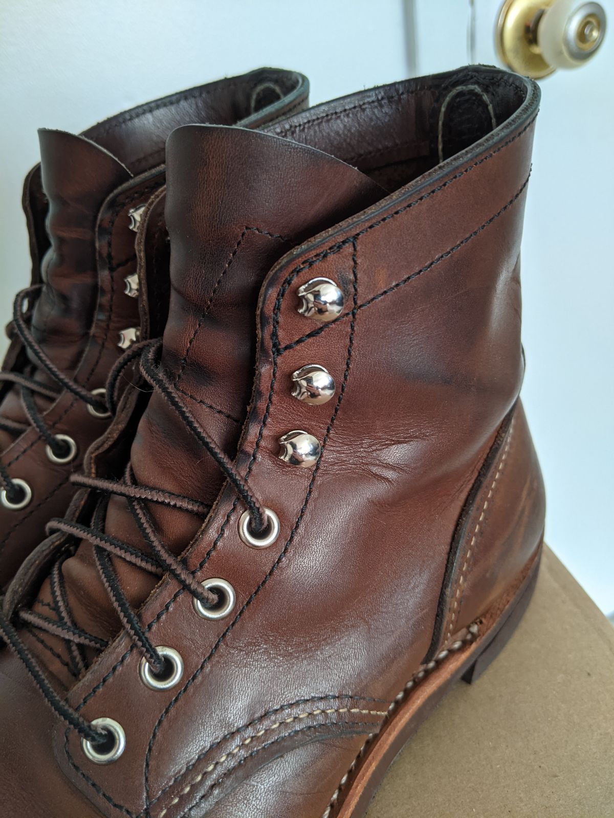 Photo by KNC on November 12, 2022 of the Red Wing Iron Ranger in S.B. Foot Amber Harness.