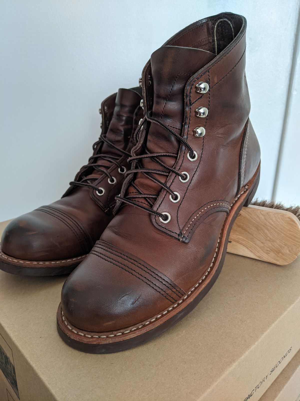 Photo by KNC on November 12, 2022 of the Red Wing Iron Ranger in S.B. Foot Amber Harness.